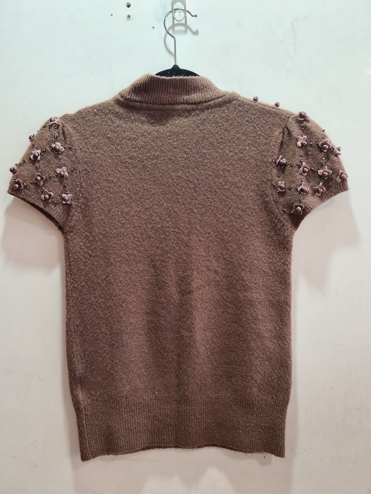 Latte Embellished Knit Top - size S
