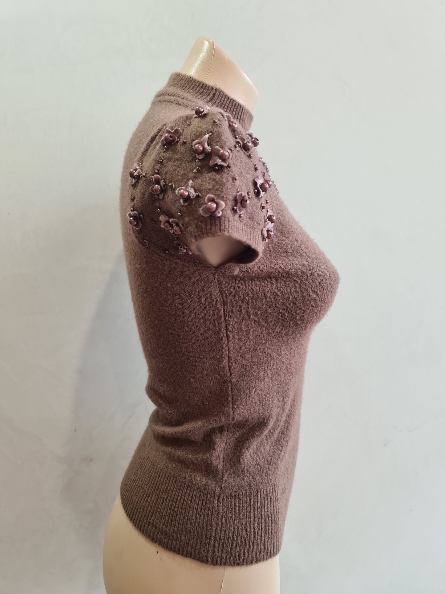 Latte Embellished Knit Top - size S