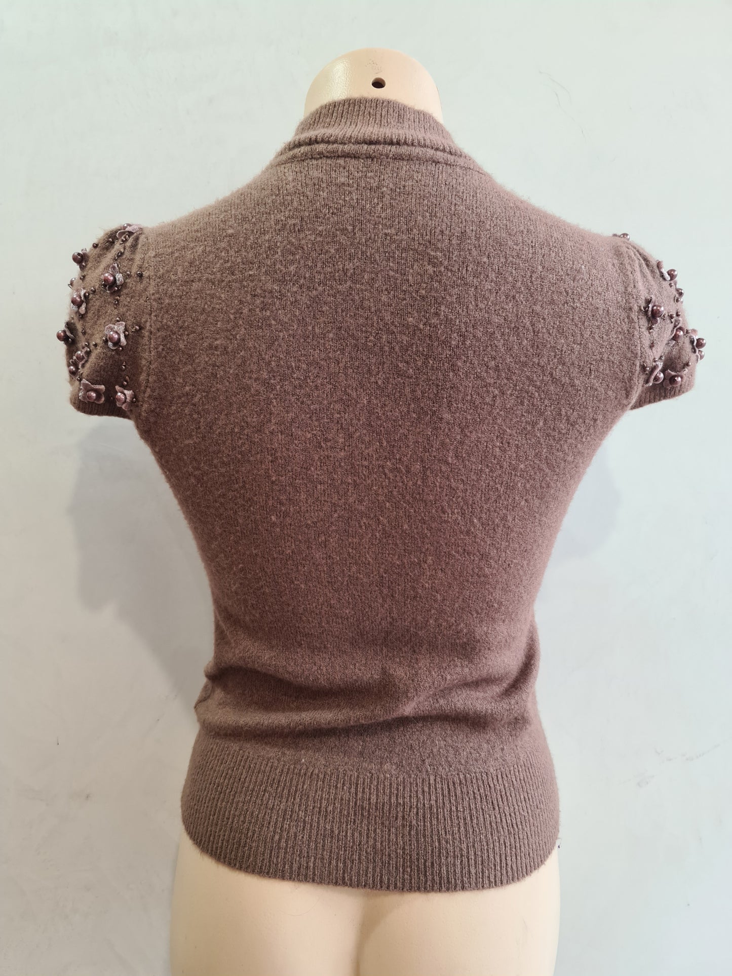 Latte Embellished Knit Top - size S
