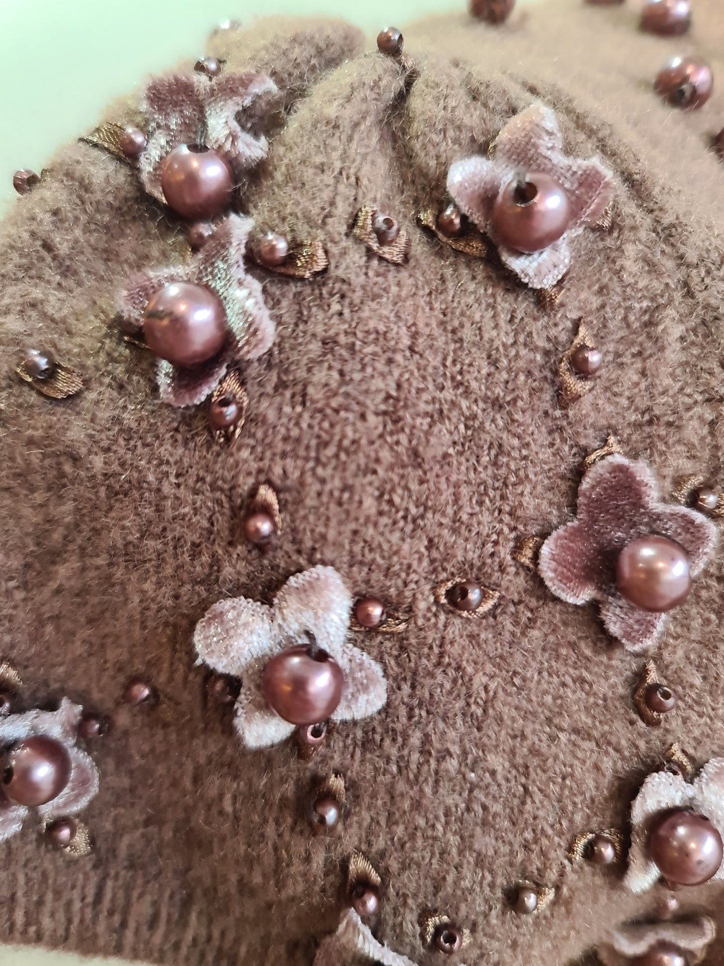 Latte Embellished Knit Top - size S