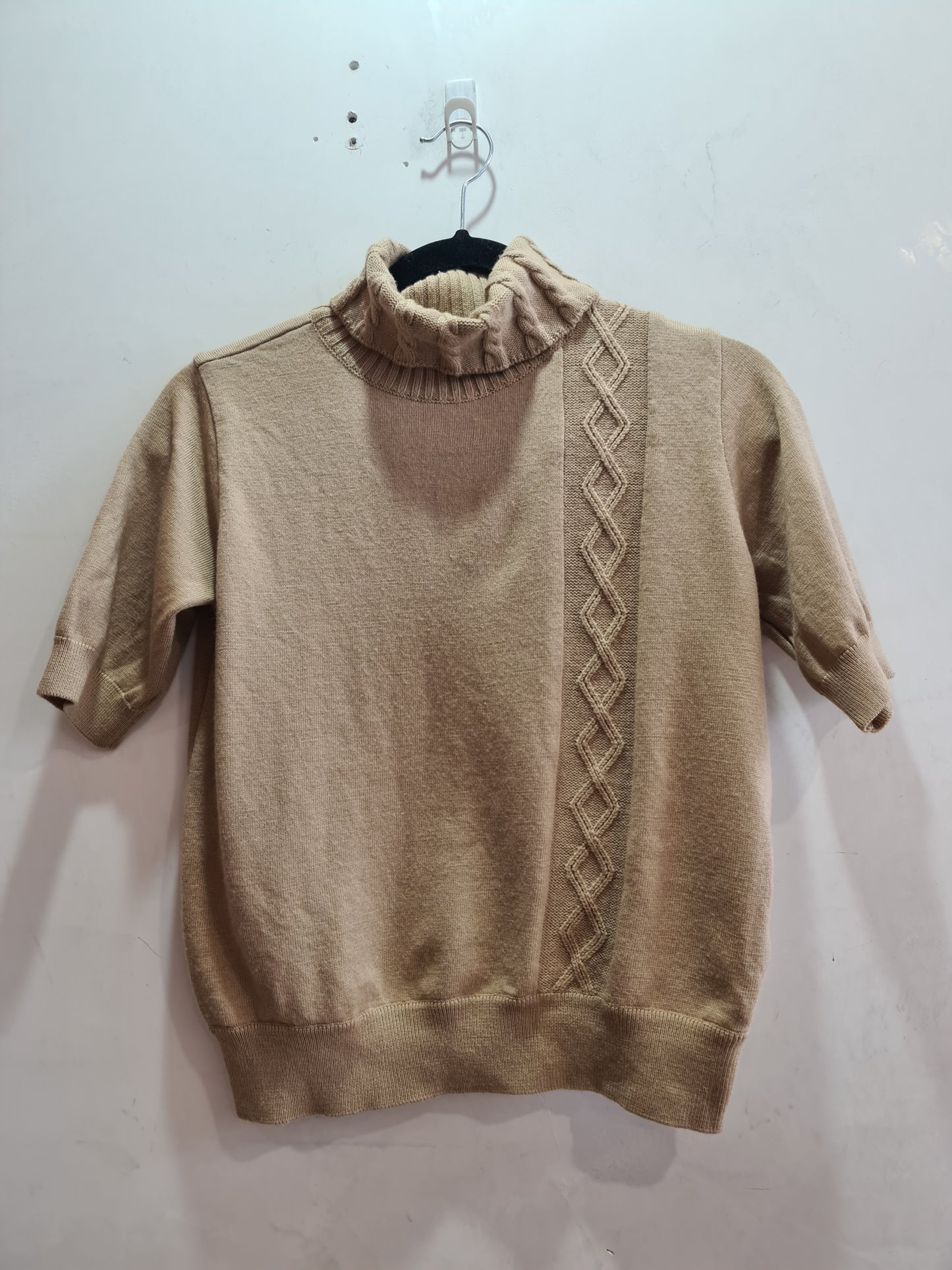 Daks Beige High Neck Knit Top - size S