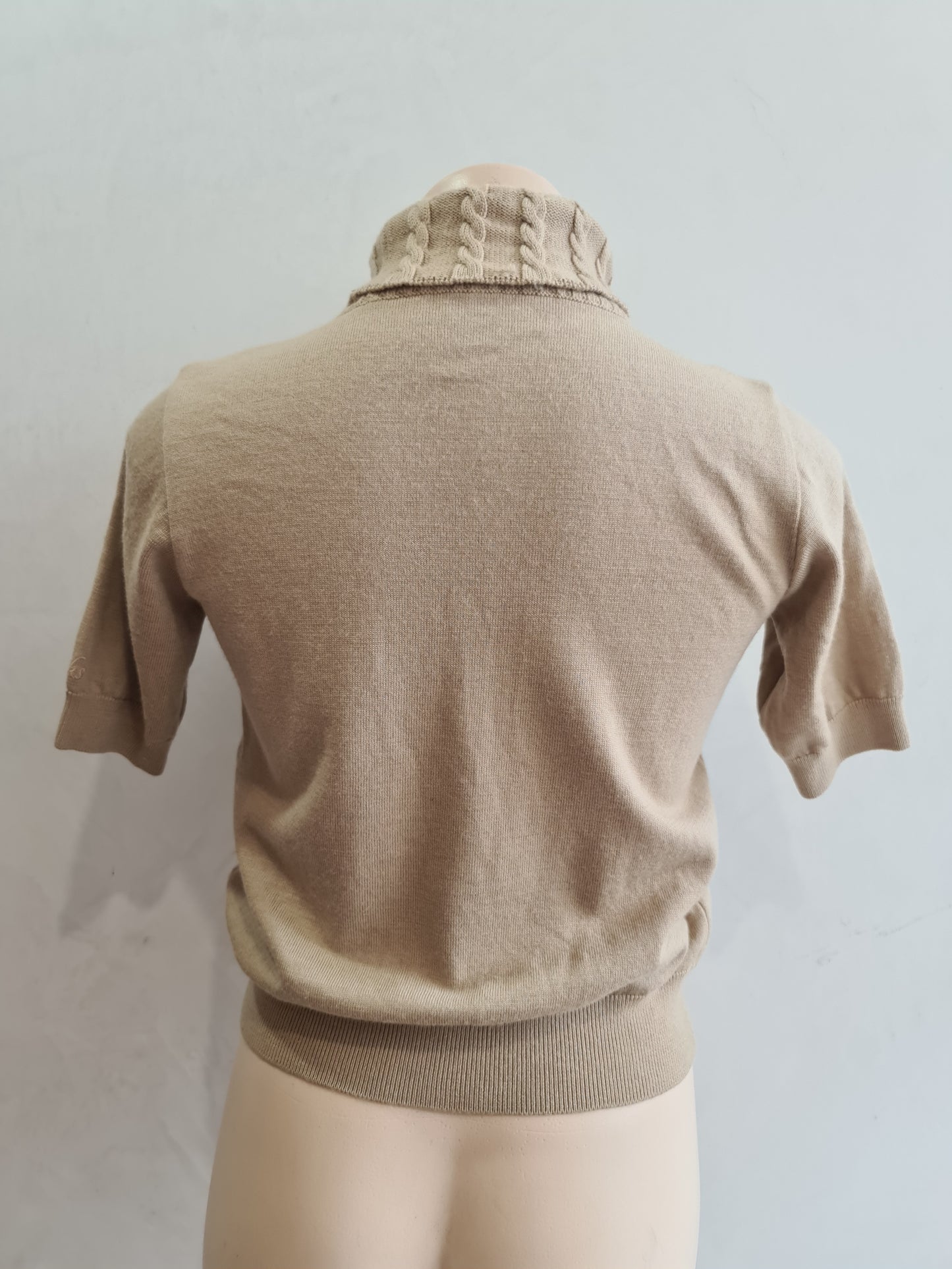 Daks Beige High Neck Knit Top - size S