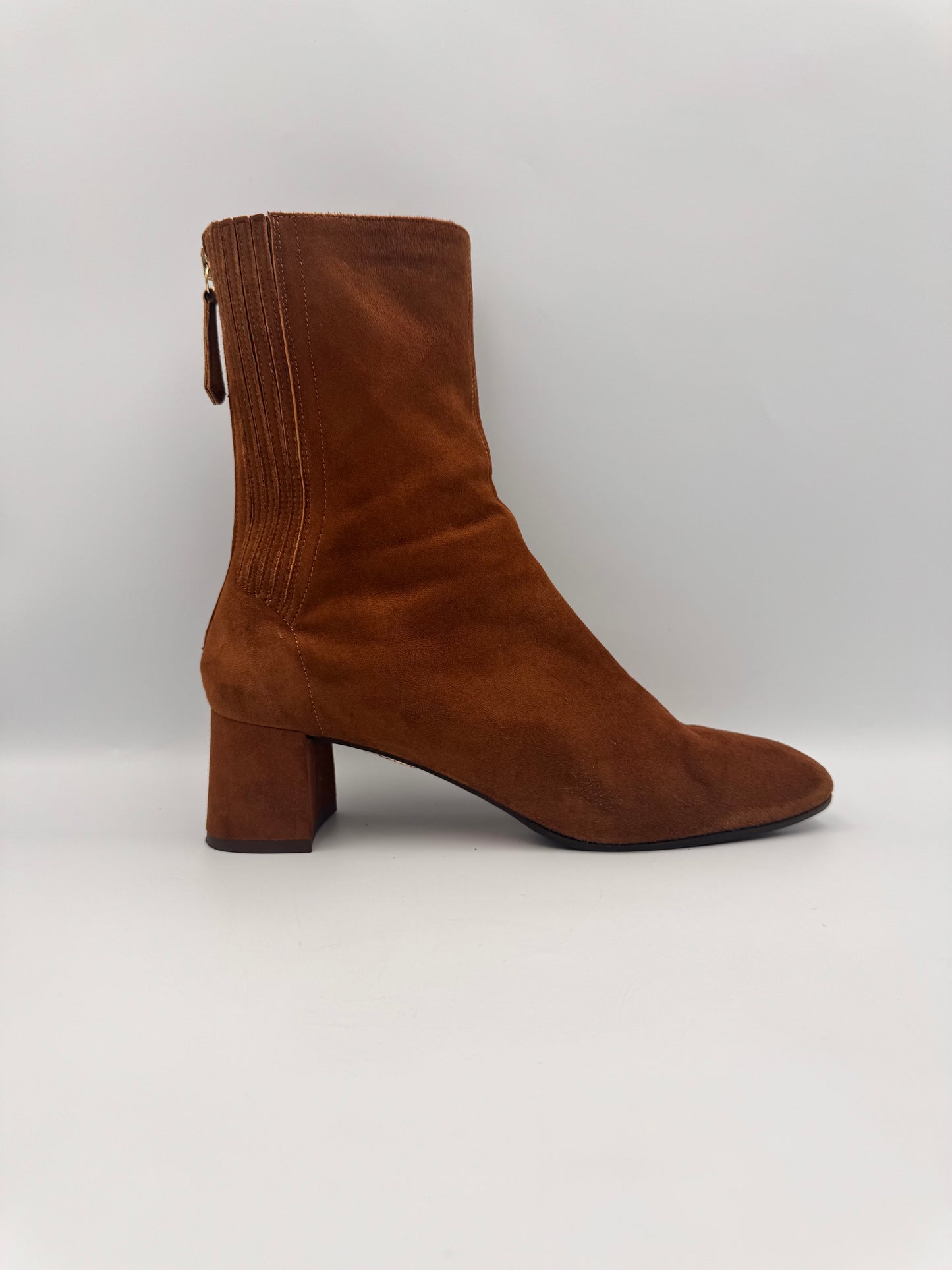 AQUAZZURA Saint Honoré Brown Suede Boots Size 38