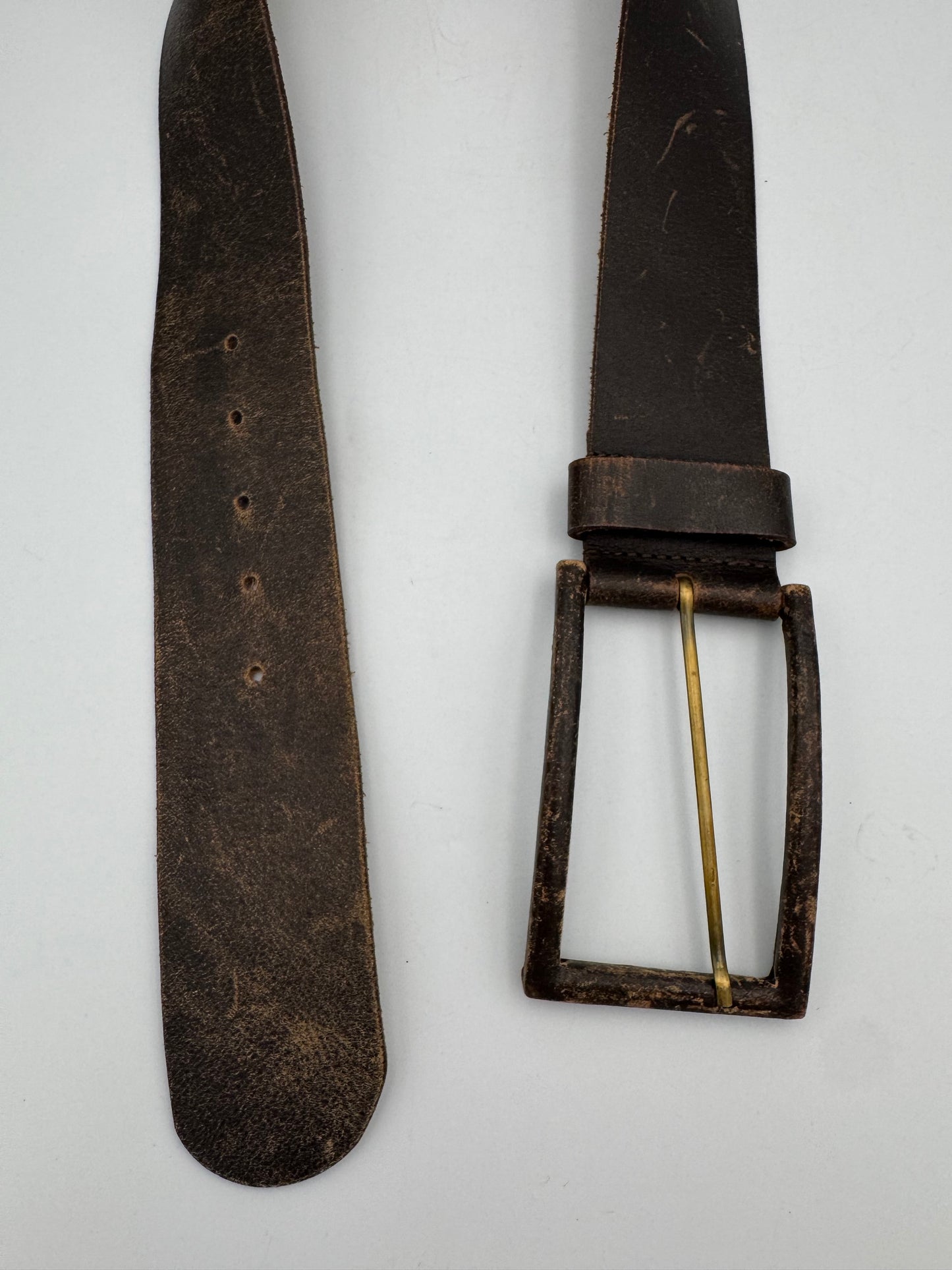 Brown Leather Belt with Large Buckle