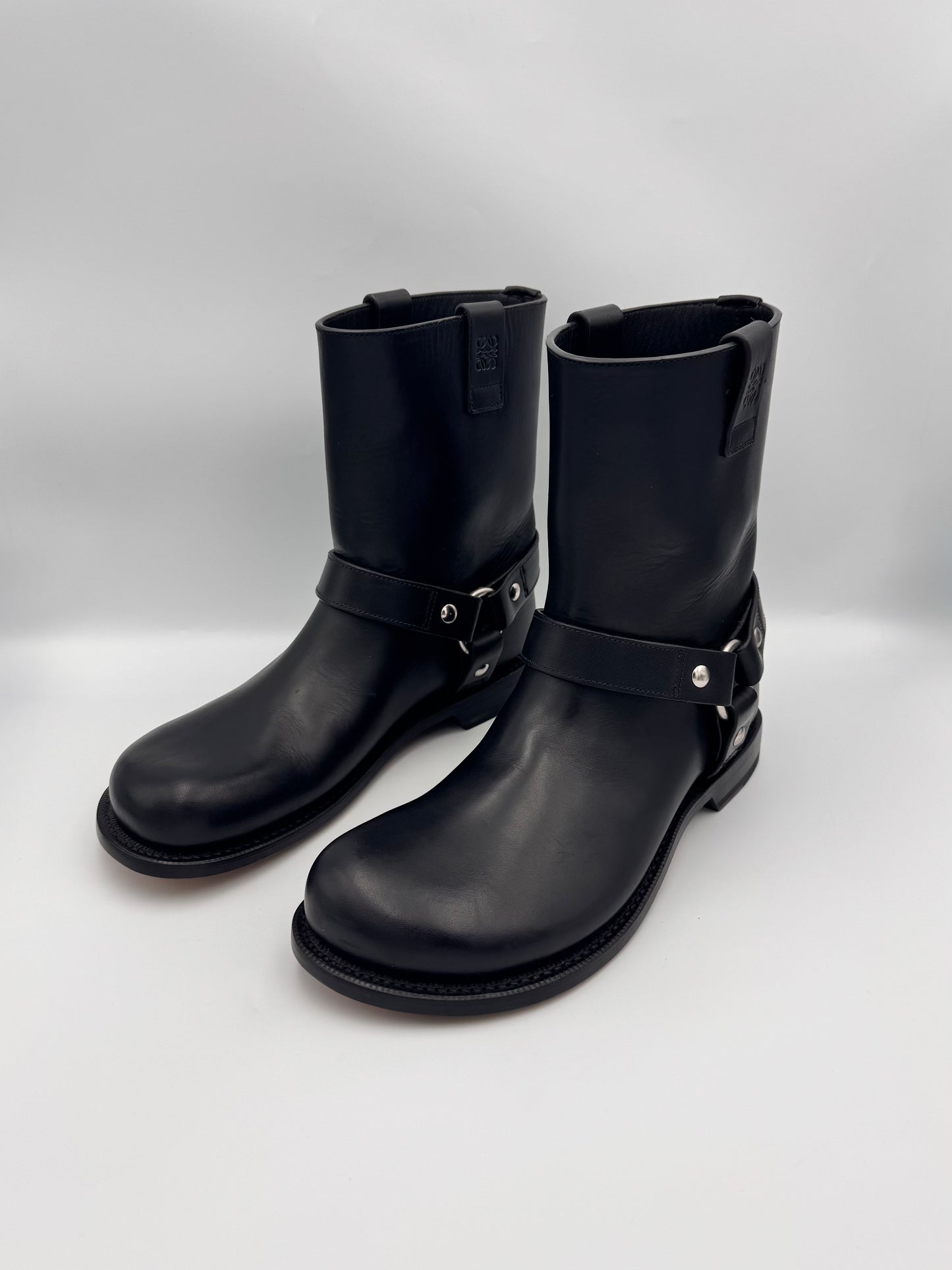 LOEWE Campo Anagram Embossed Biker Boot Size 39