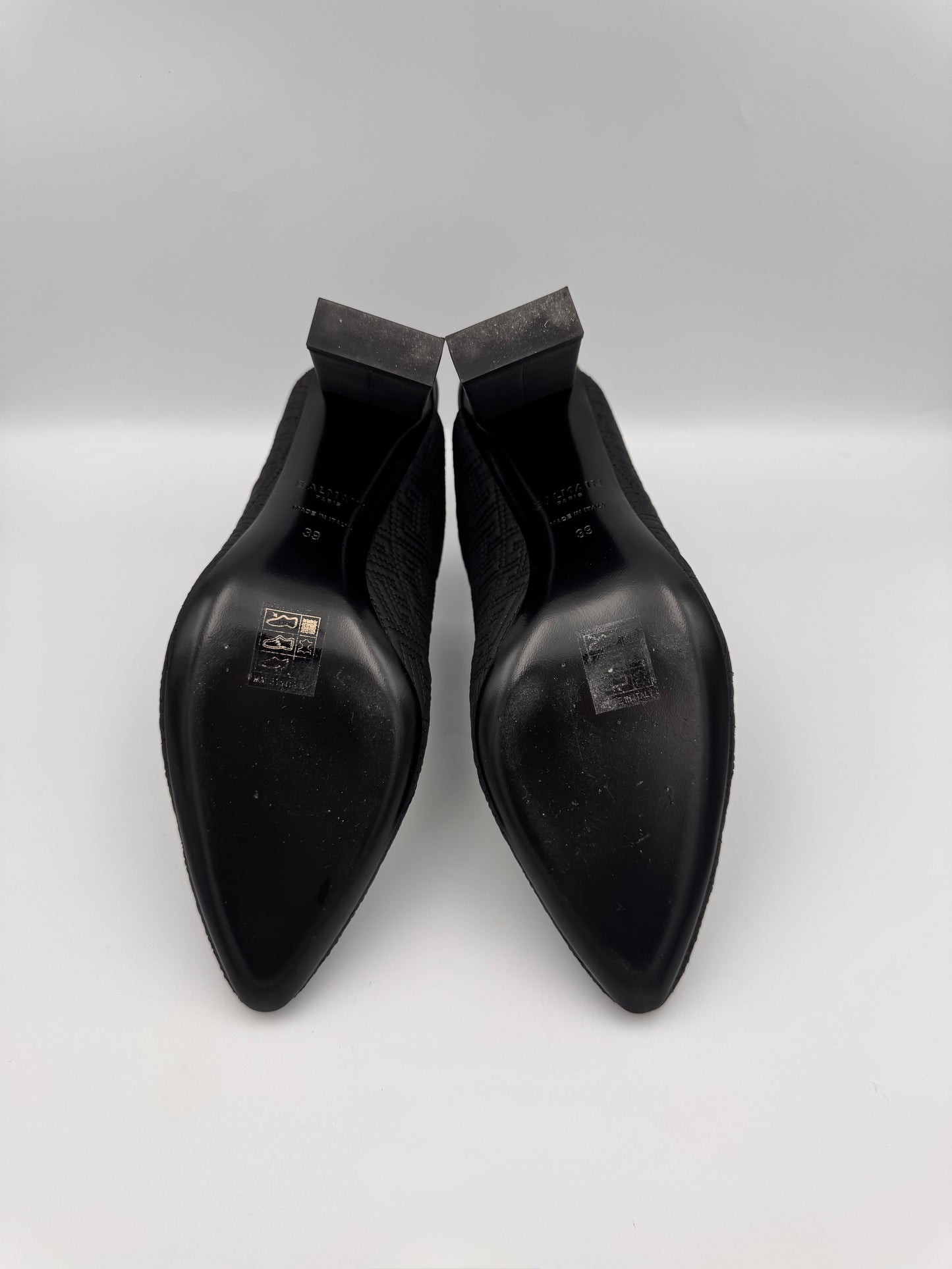 Balmain Black Ulla Monogram Quilted Mules Size 39