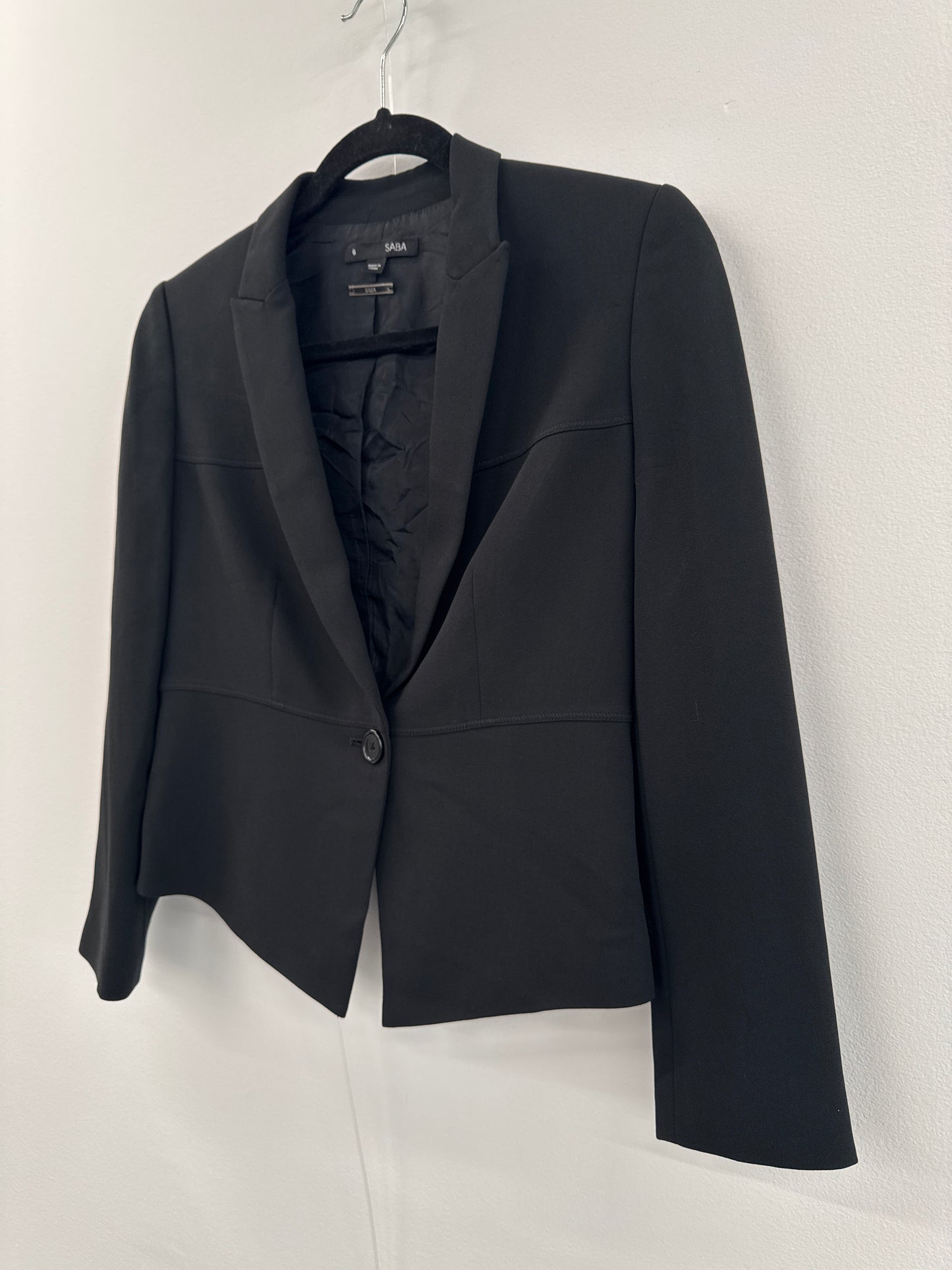 Saba Black Crop Wool Jacket - Size 6