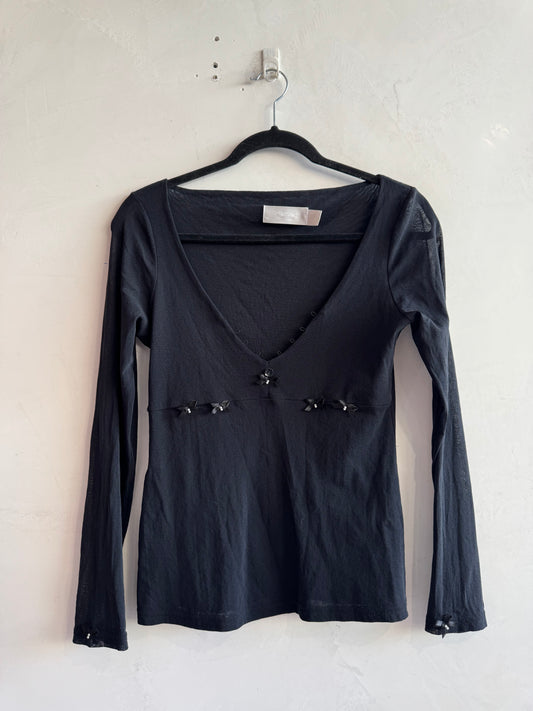 PingPong Black Mesh Top with Bows - size 12