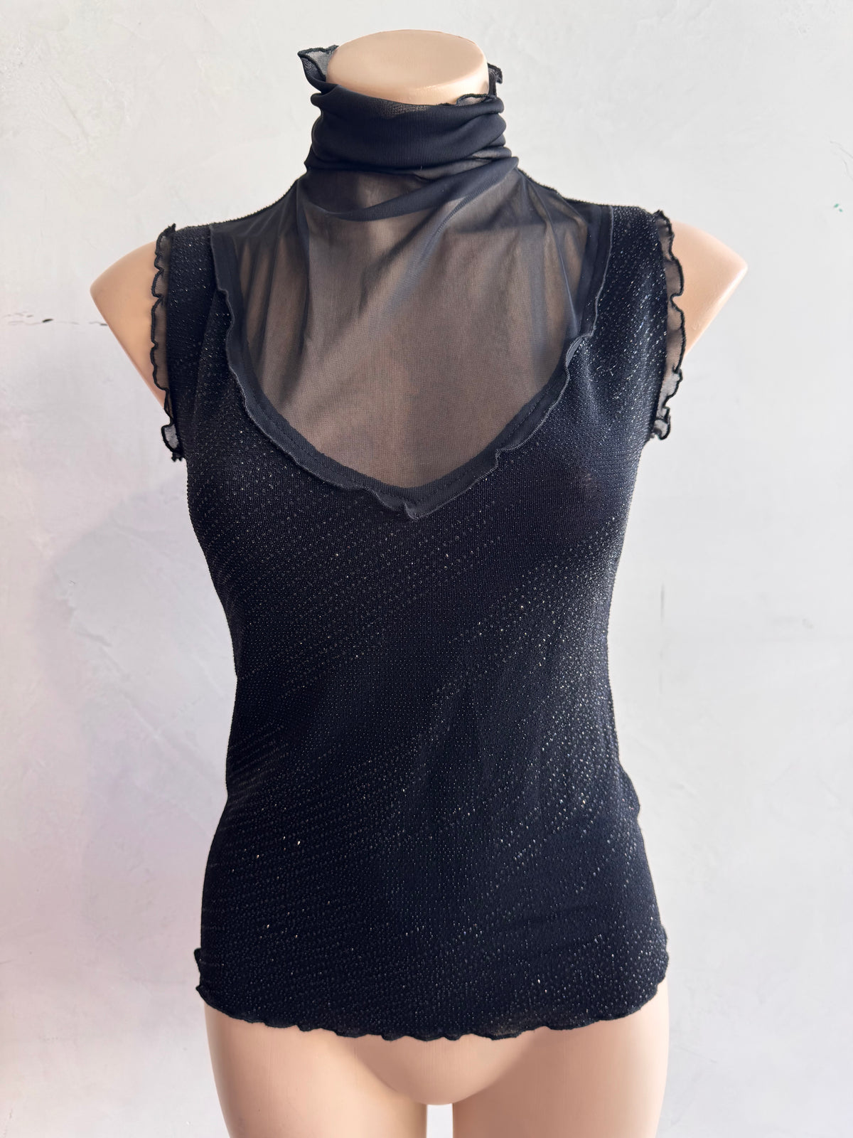 Vintage Review Black Sparkly Sleeveless Top - size 8