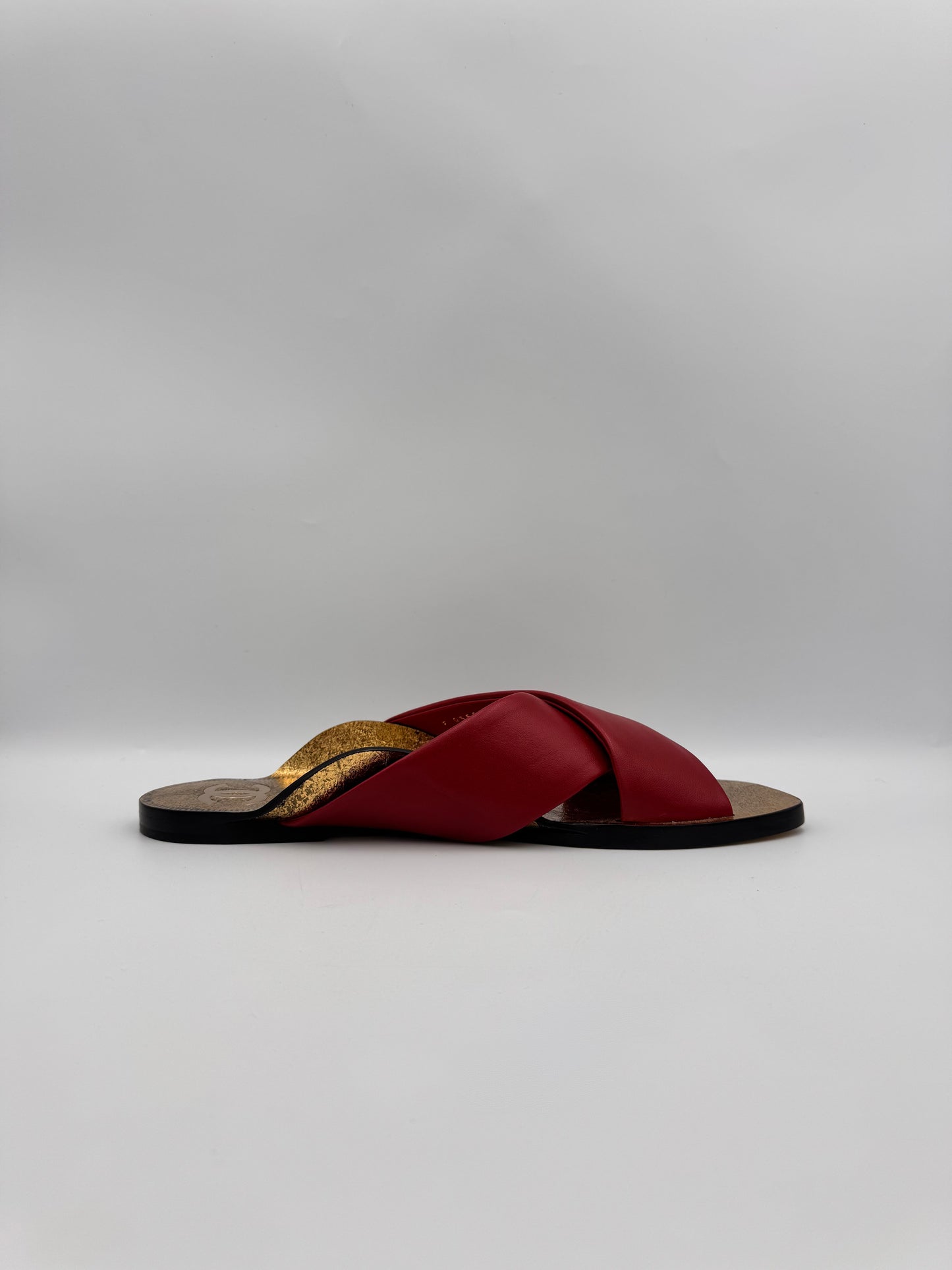 Chanel Red Lambskin Leather Mules Size 41C