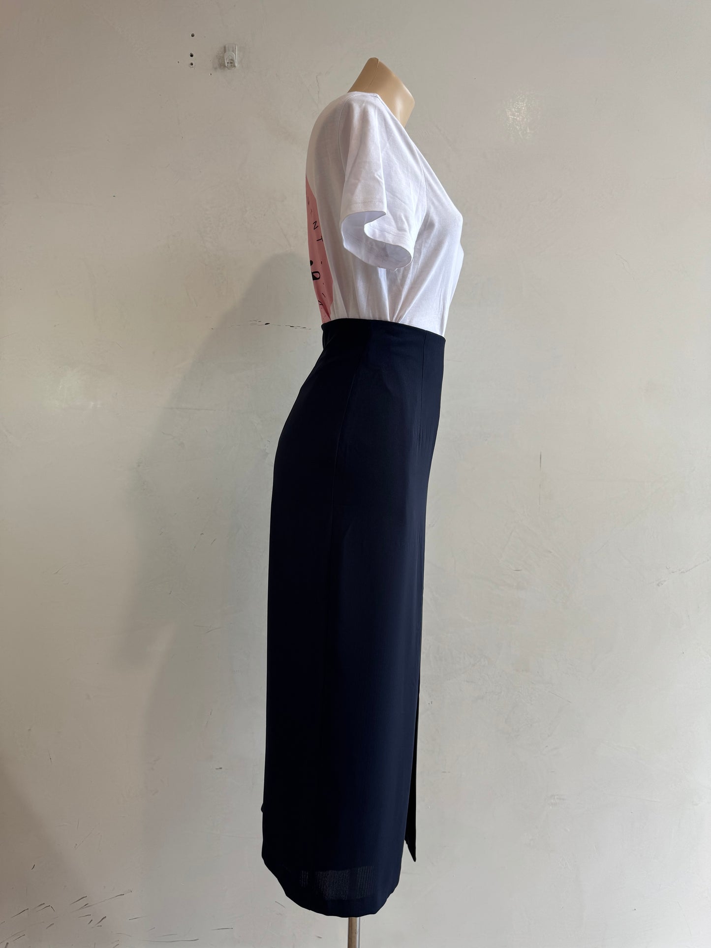 Vintage Contents navy midi pencil skirt - size 8