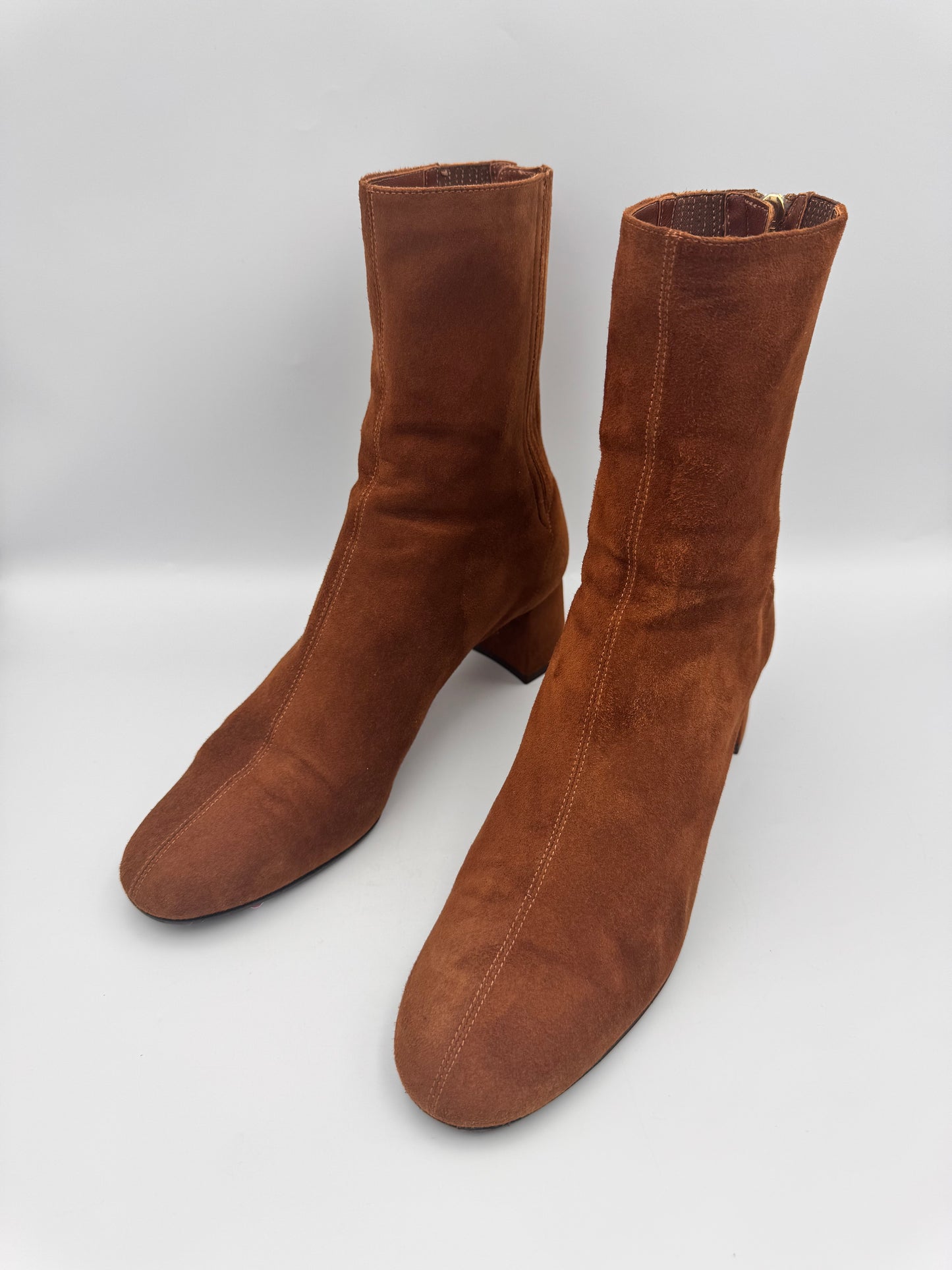 AQUAZZURA Saint Honoré Brown Suede Boots Size 38