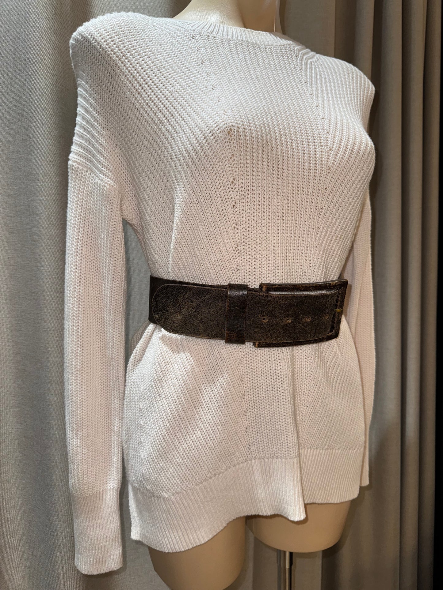 Brown Leather Belt with Large Buckle