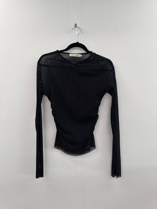 C&M Black Mesh Top - size 14