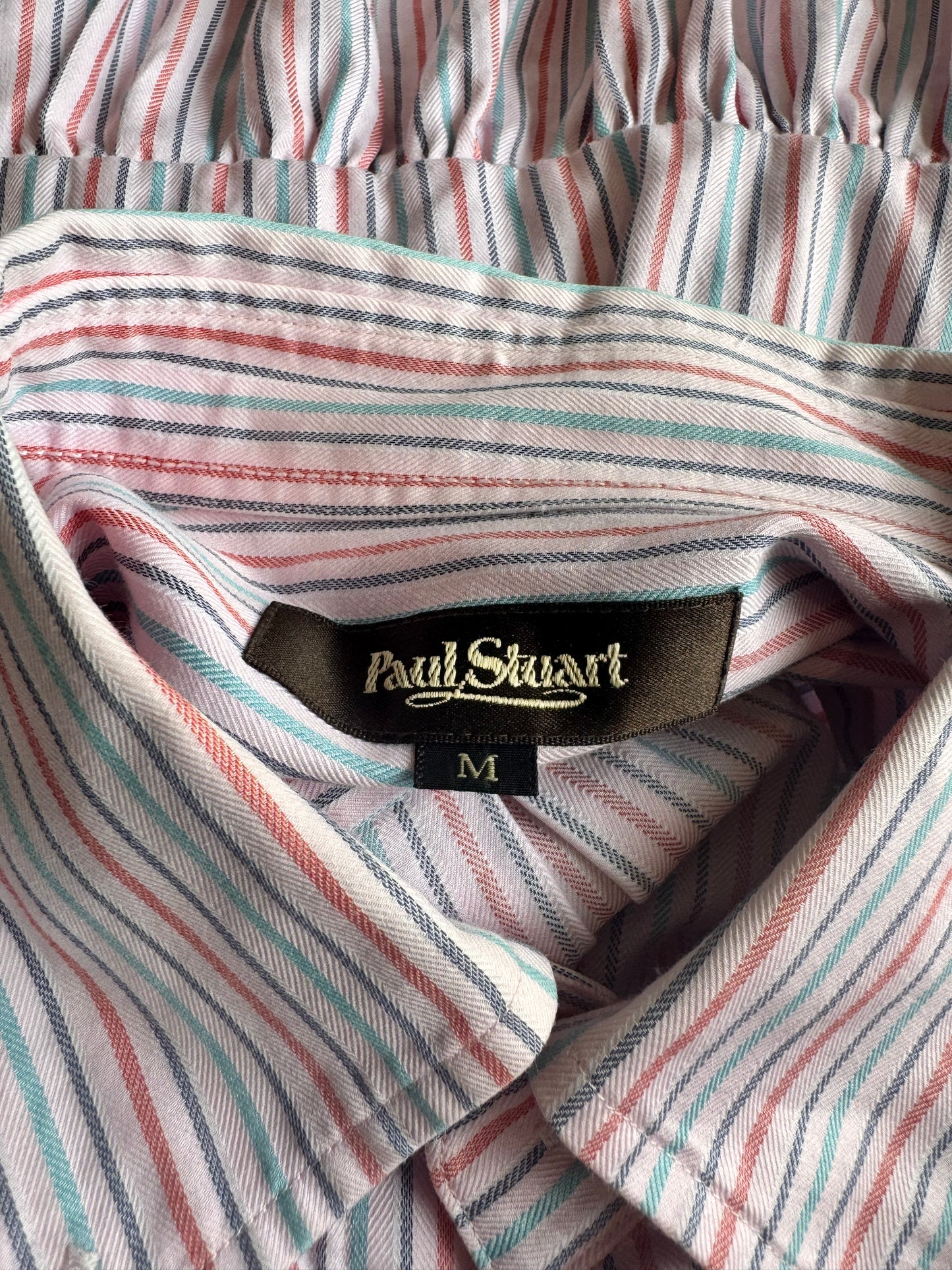 Upcycled Paul Stuart Pink stripe shirt - size M
