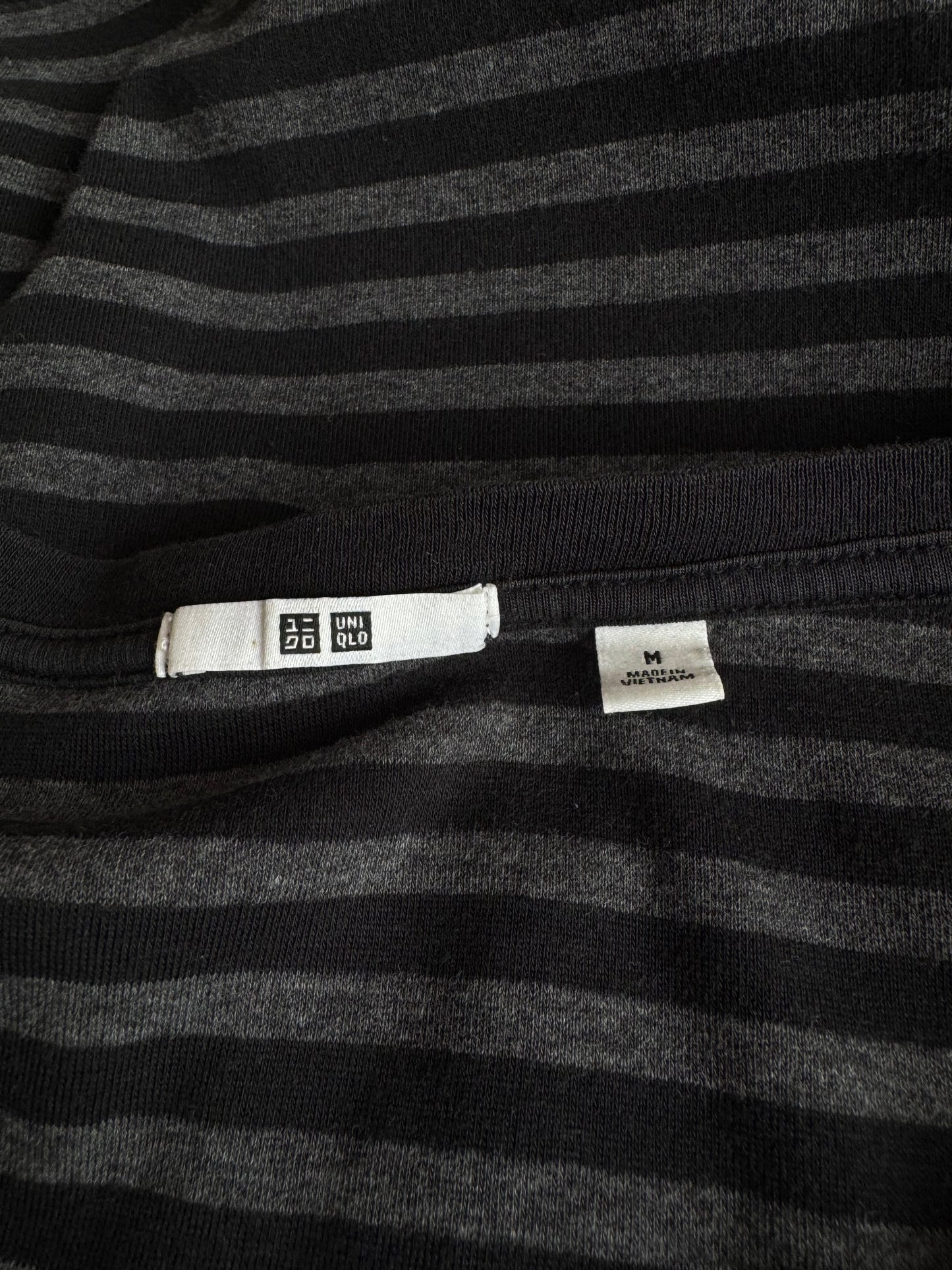 Uniqlo grey striped top with bow - size M