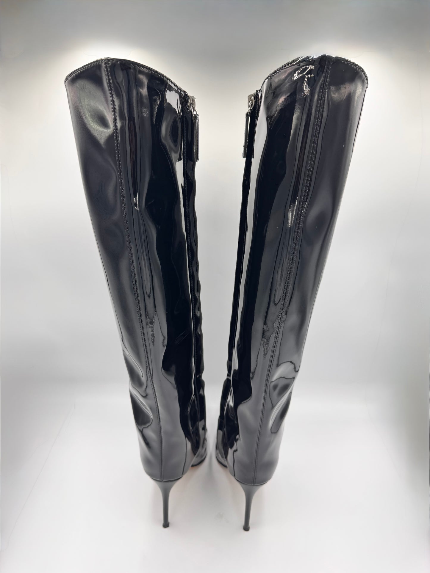ALEXANDRE VAULTHIER Black Patent Knee-High Boots size 38.5