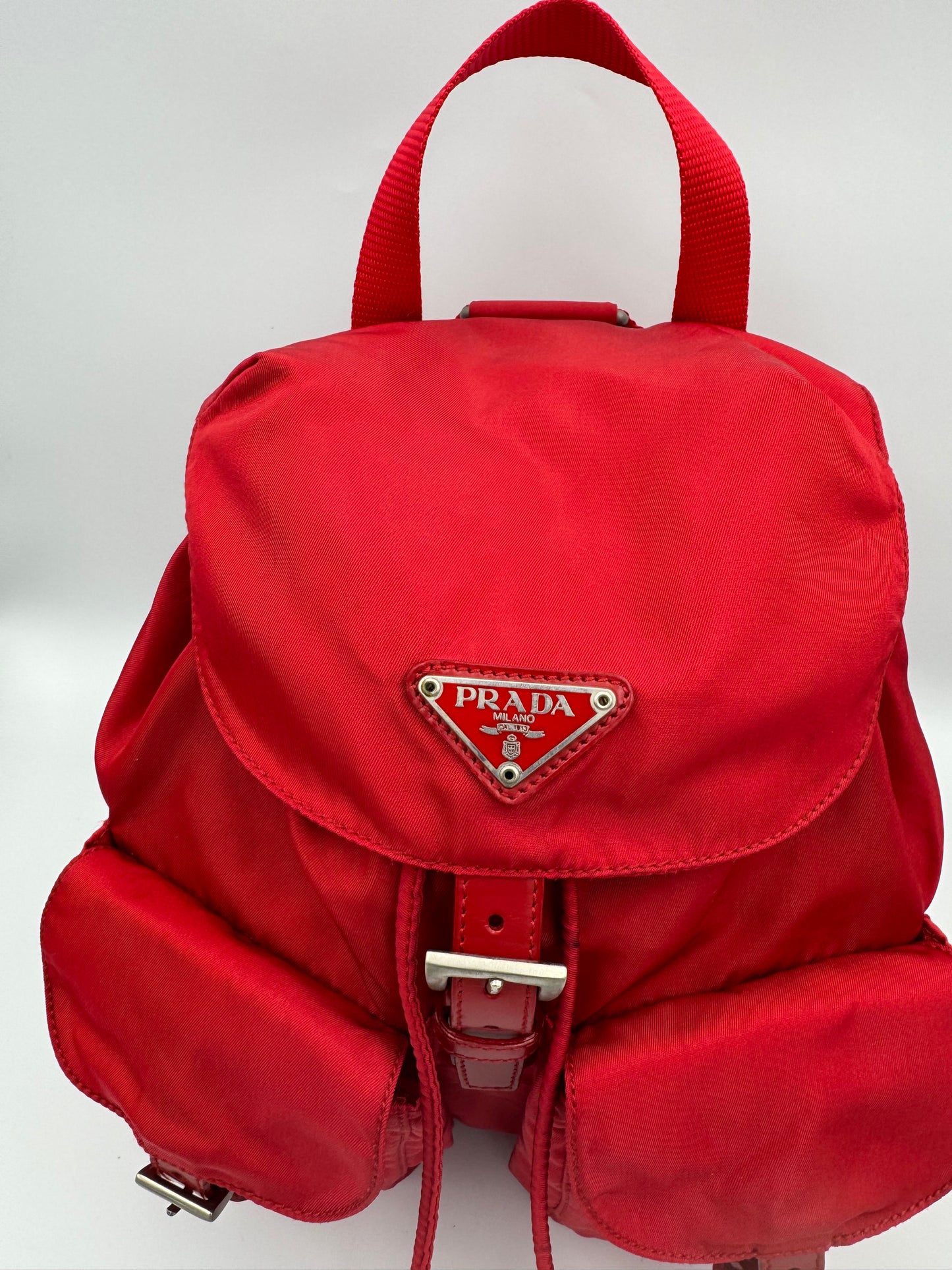 PRADA Red Vela Small Backpack