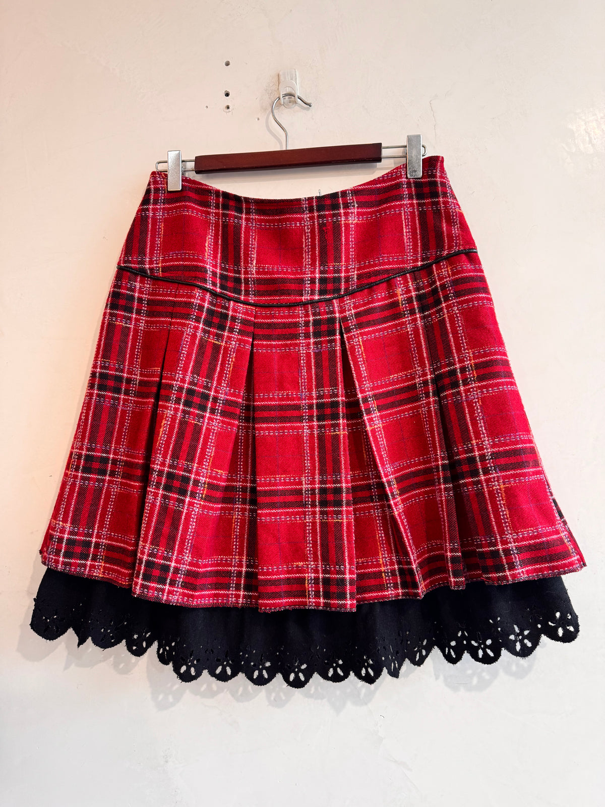 CKM Rad Plaid Pleated Skirt - size L