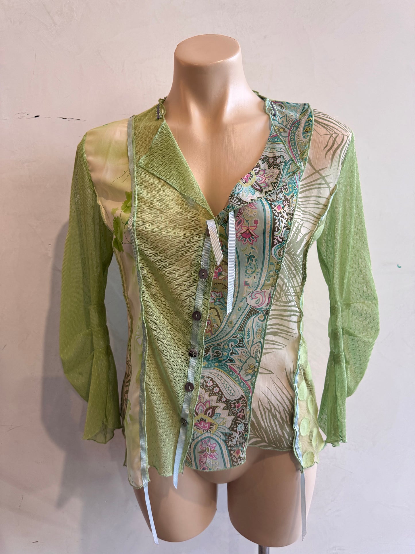 Threadz Green Mesh Top - size S