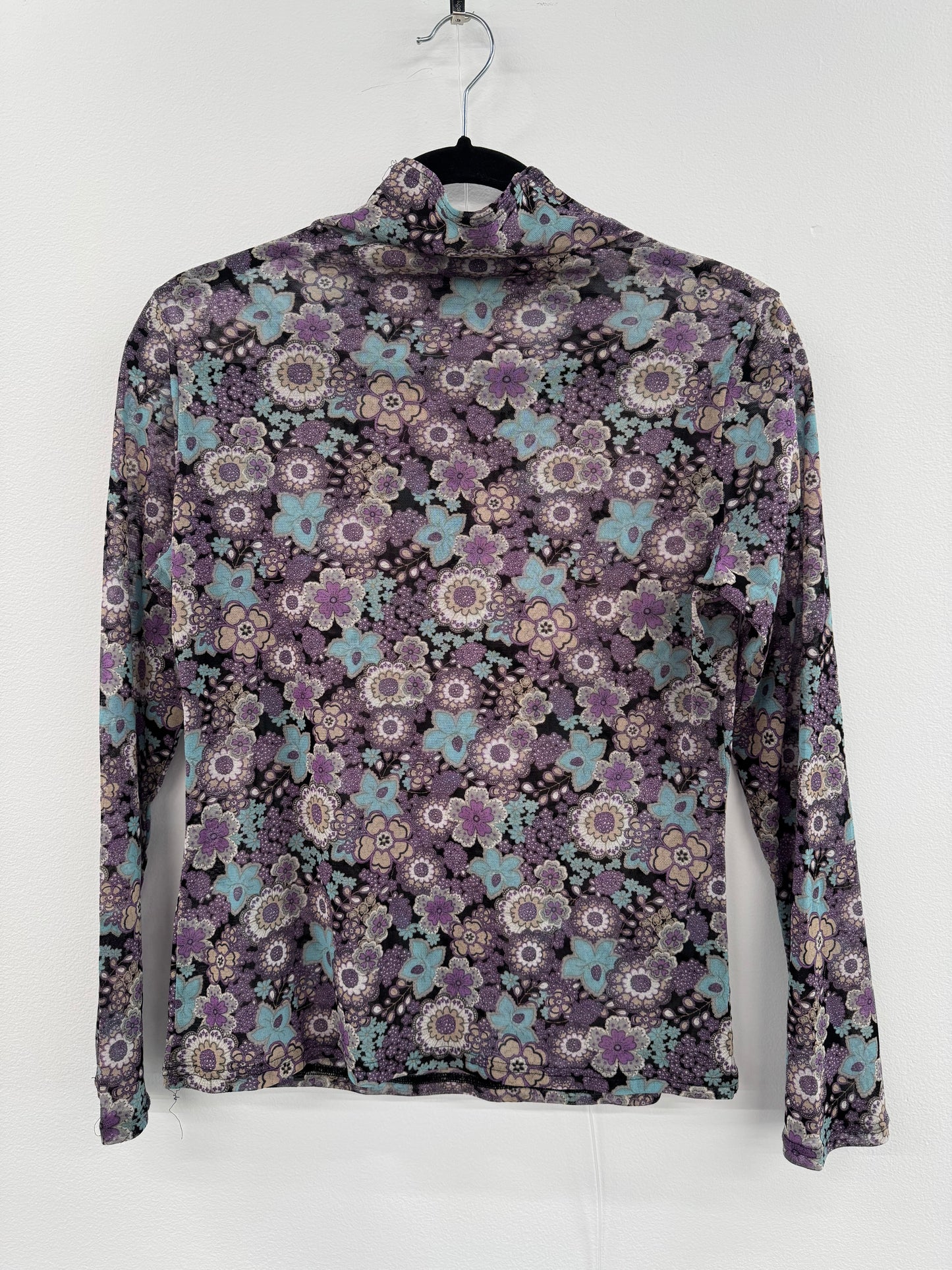 Purple Mesh Print Top - Size S