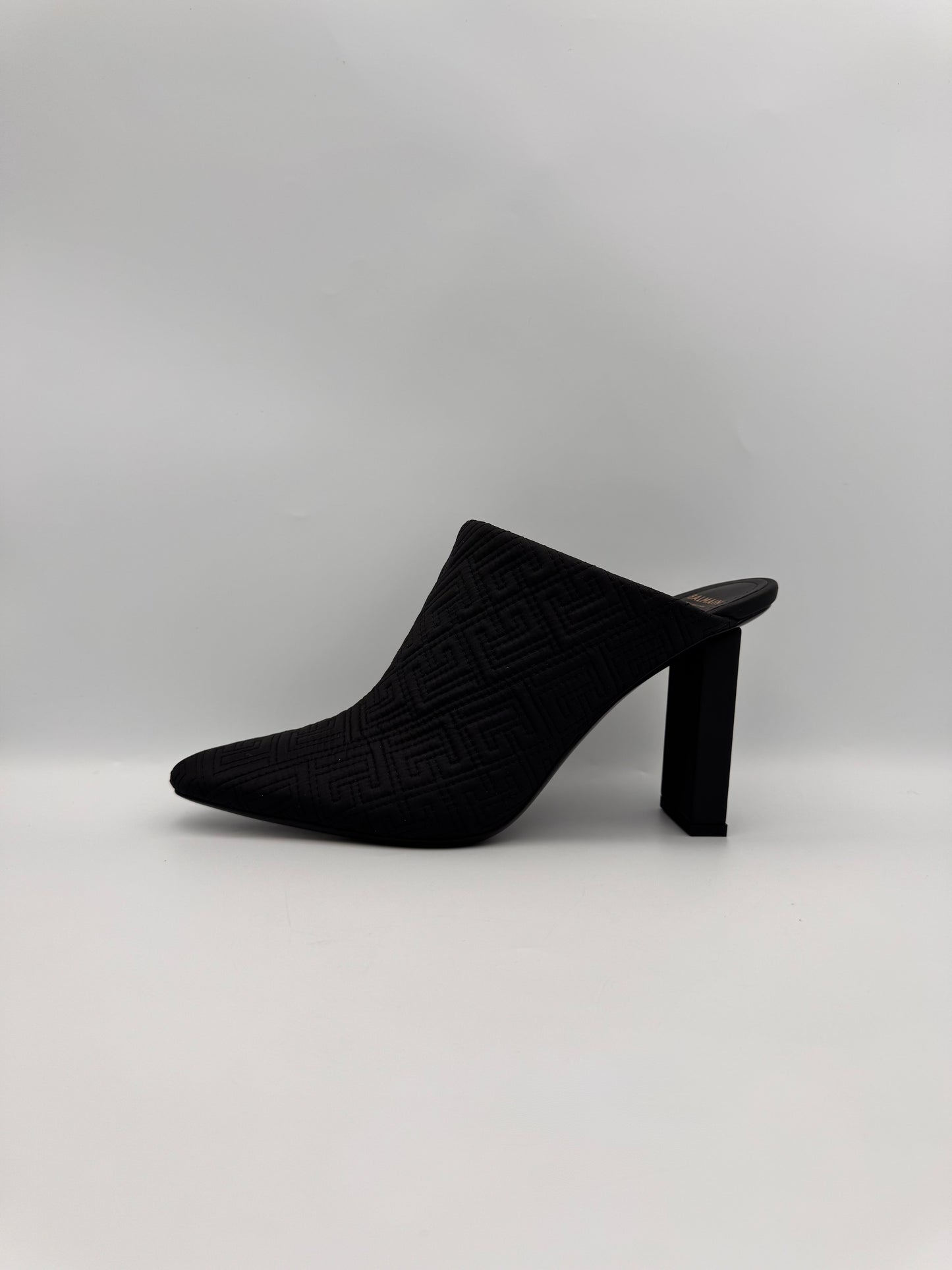 Balmain Black Ulla Monogram Quilted Mules Size 39