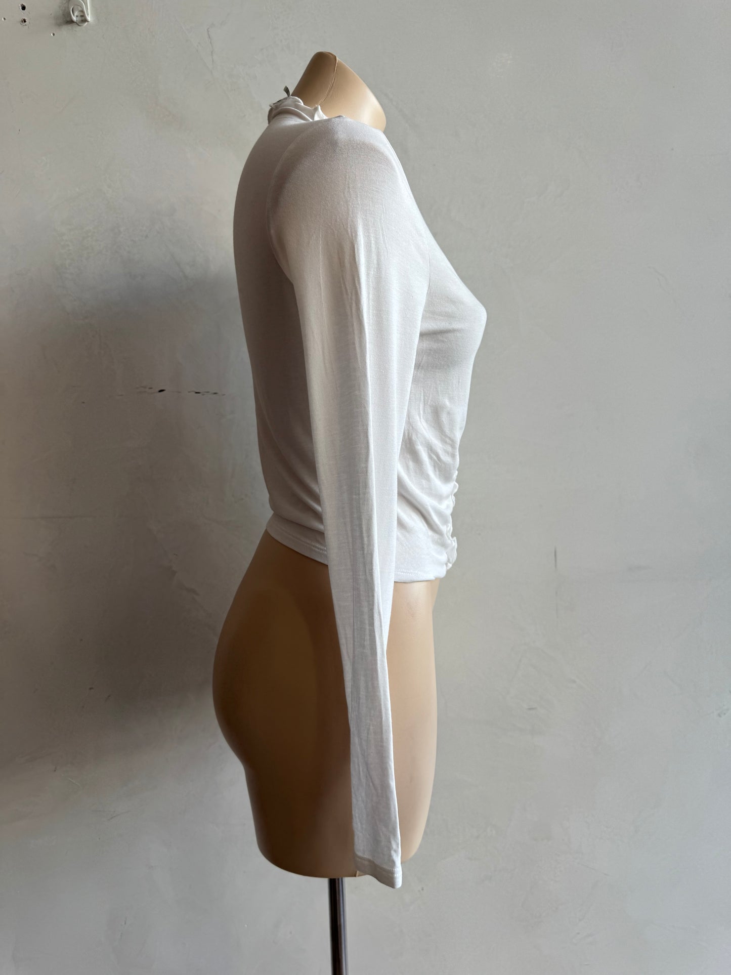 Miss Selfridge white LongSleeve gathered top - size 14