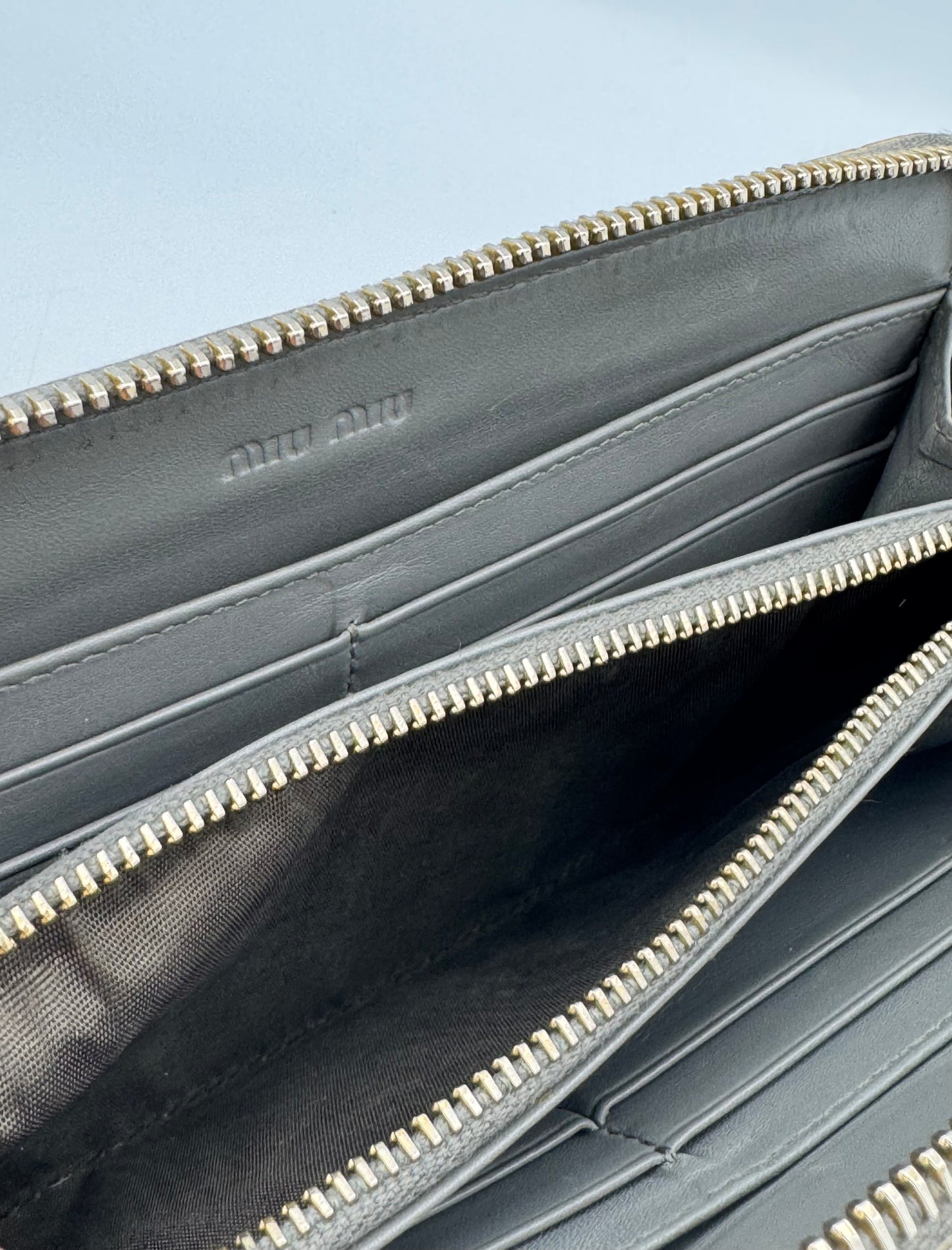 MIU MIU Taupe Zip Around Wallet