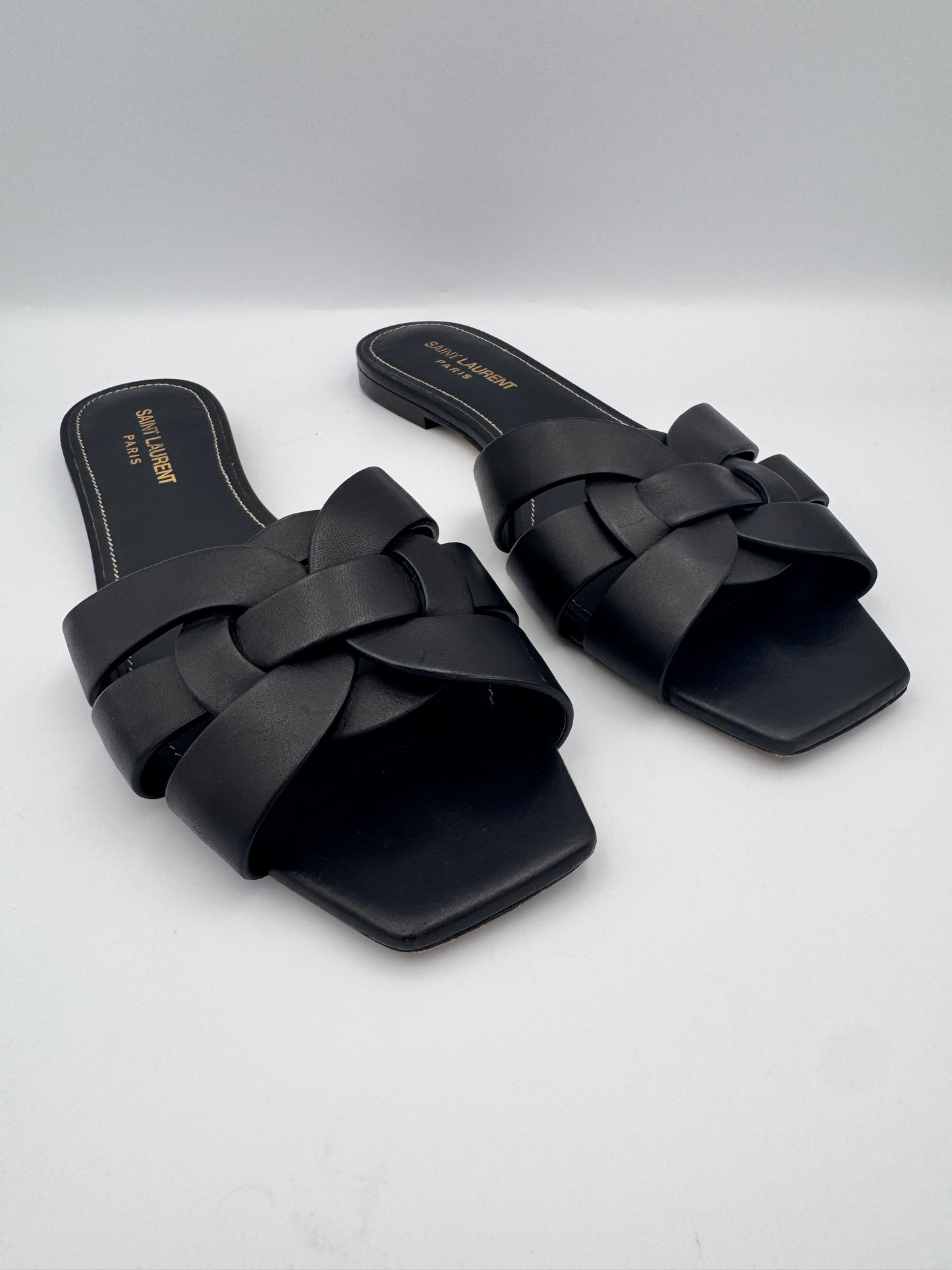 Yves Saint Laurent Black Slides Size 40