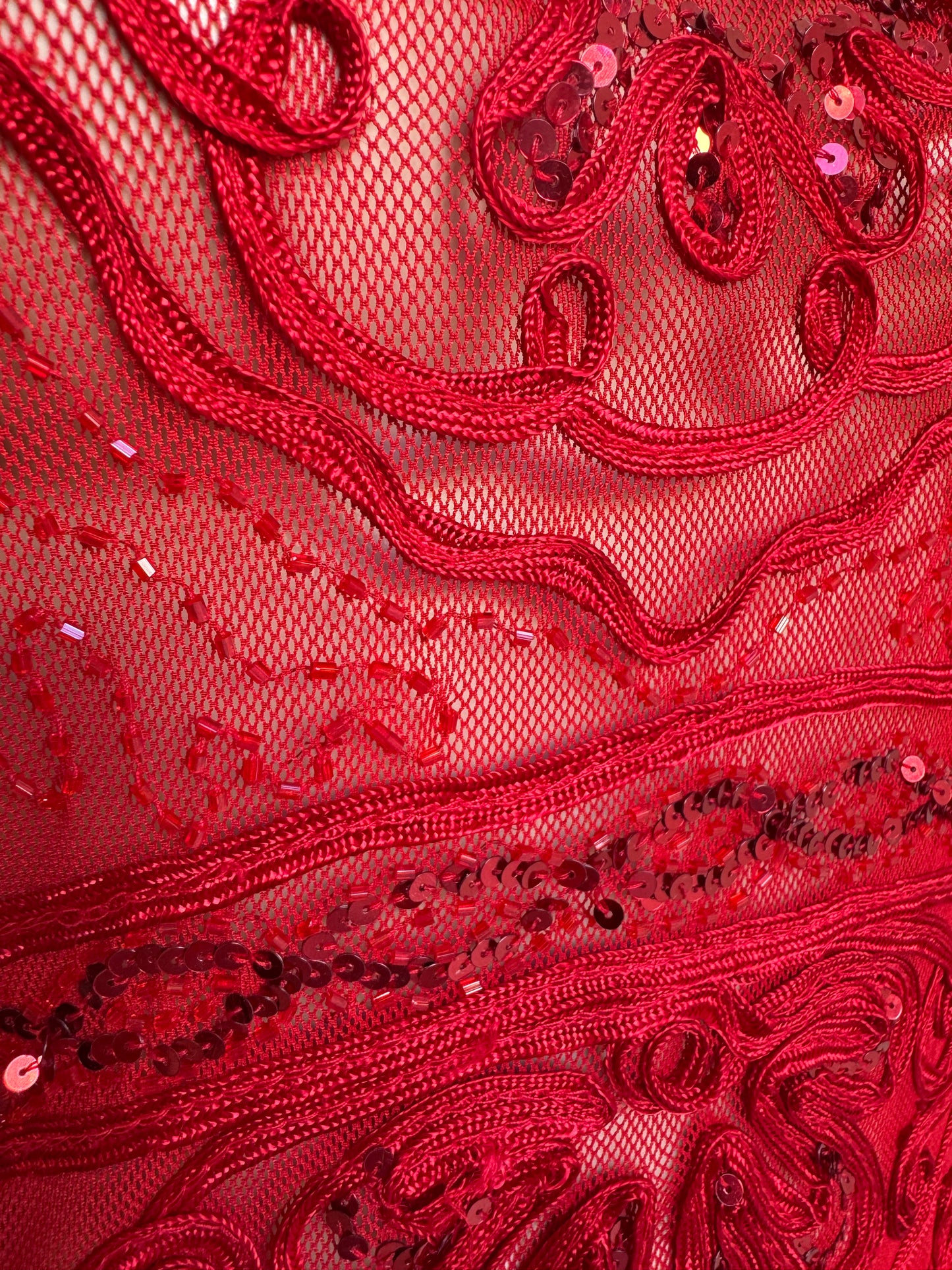 Red Embellished Red Mesh Top - size M/L