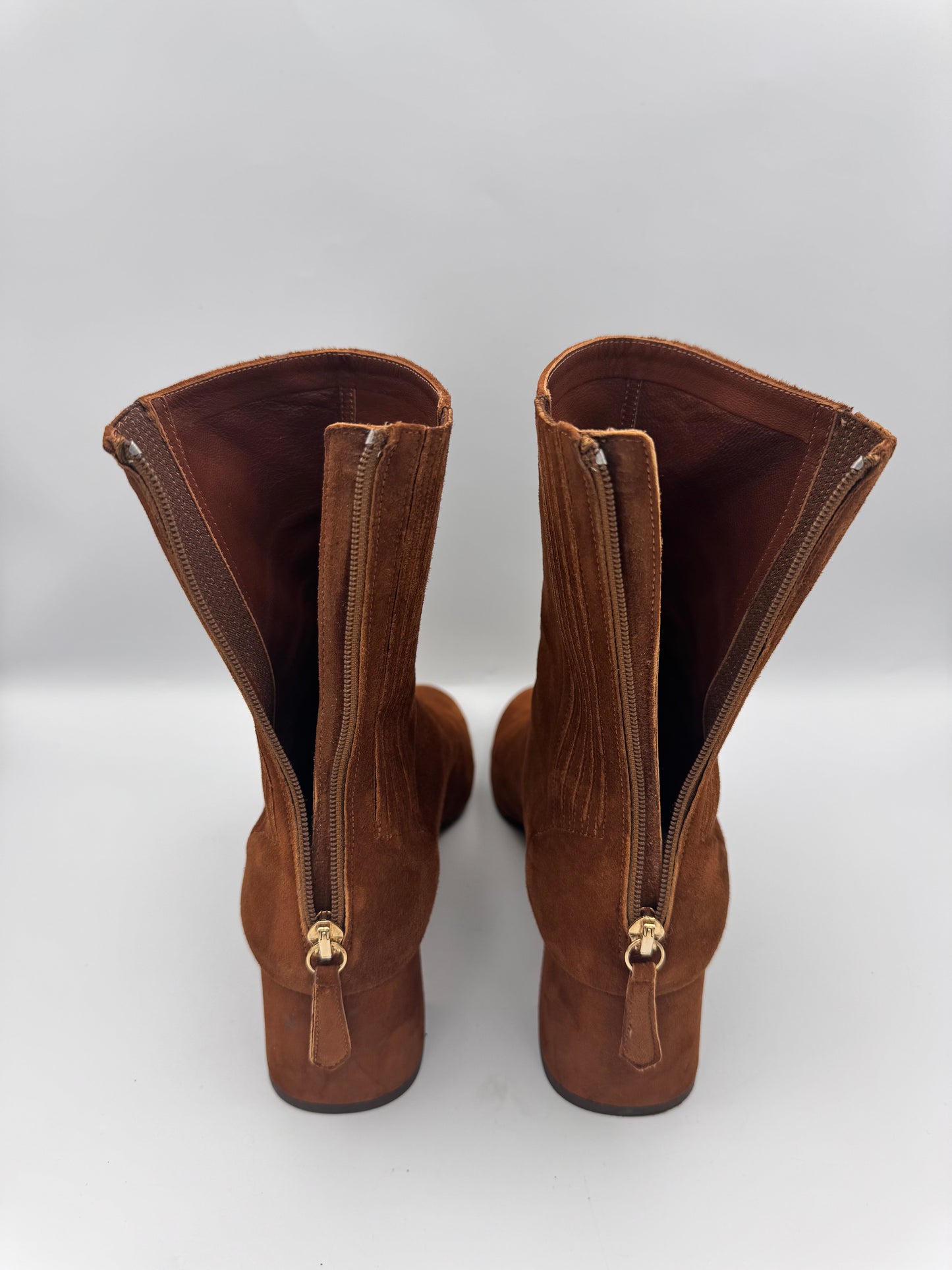 AQUAZZURA Saint Honoré Brown Suede Boots Size 38