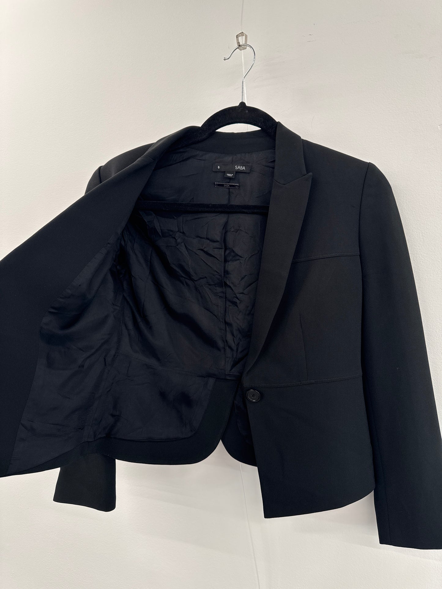 Saba Black Crop Wool Jacket - Size 6