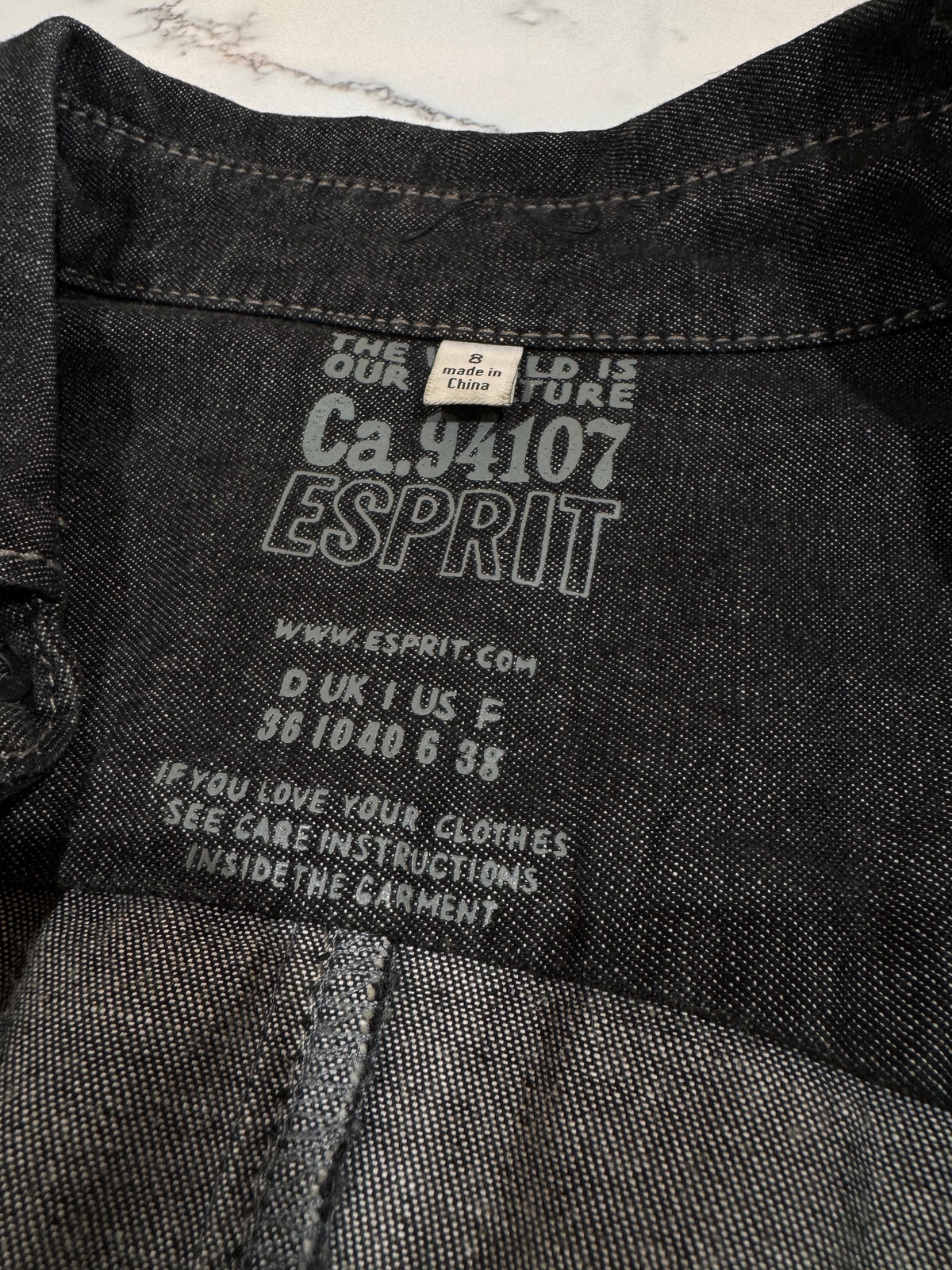 Vintage Esprit Black Denim Dress with Belt - size 8