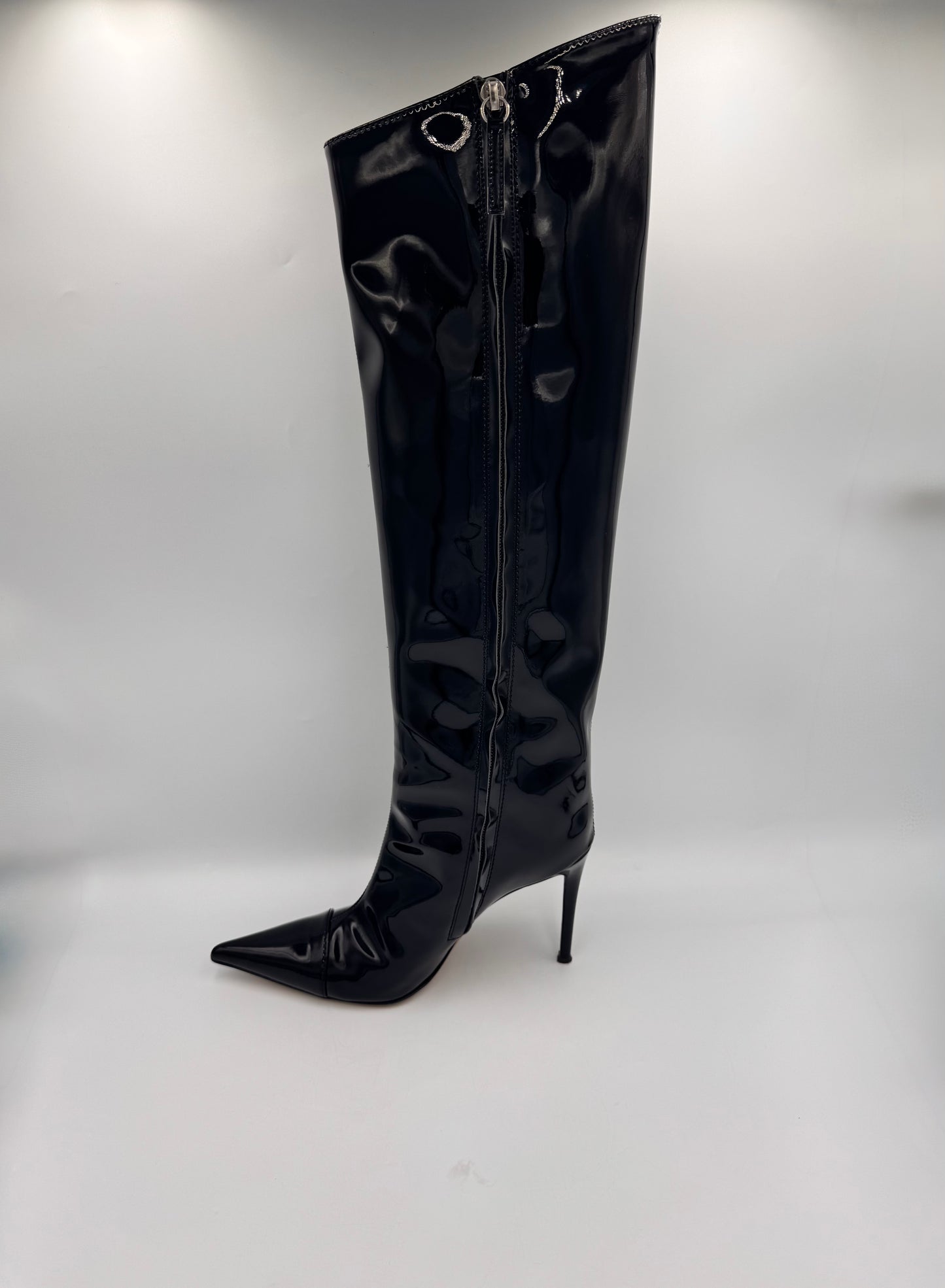 ALEXANDRE VAULTHIER Black Patent Knee-High Boots size 38.5