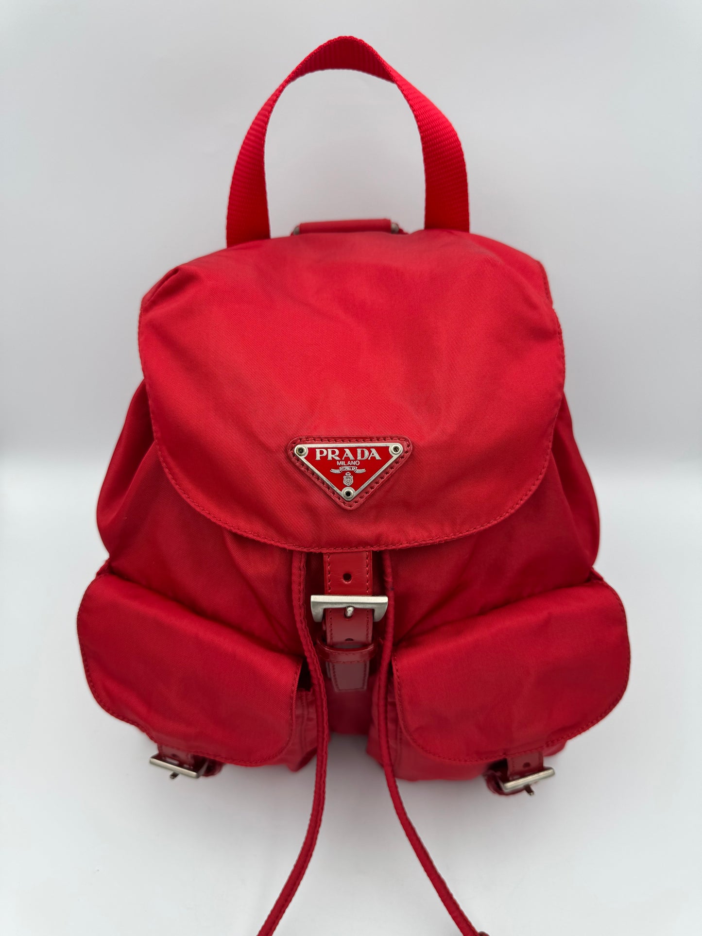 PRADA Red Vela Small Backpack
