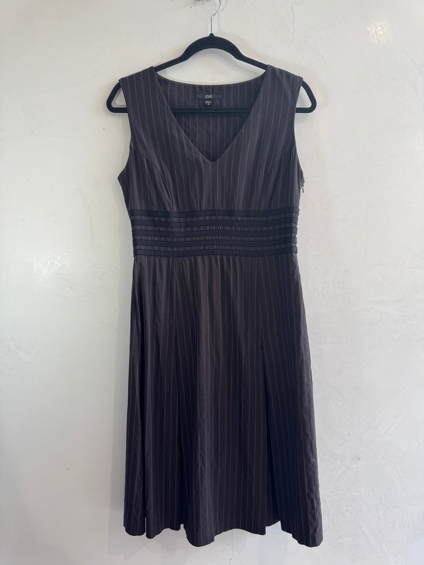 Vintage Cue brown stripe dress - size 10
