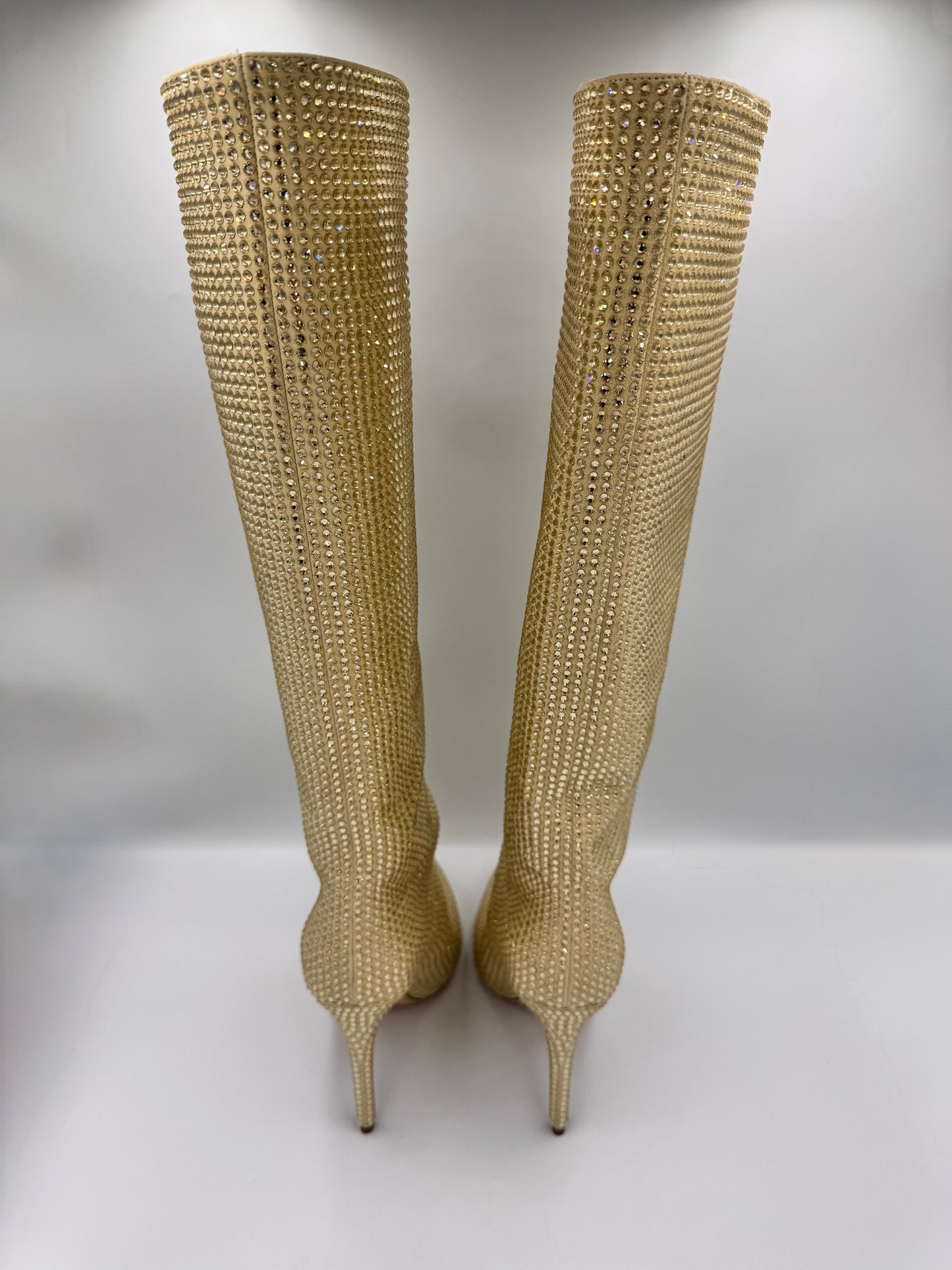 PARIS TEXAS Gold Rhinestone Boots Size 38.5