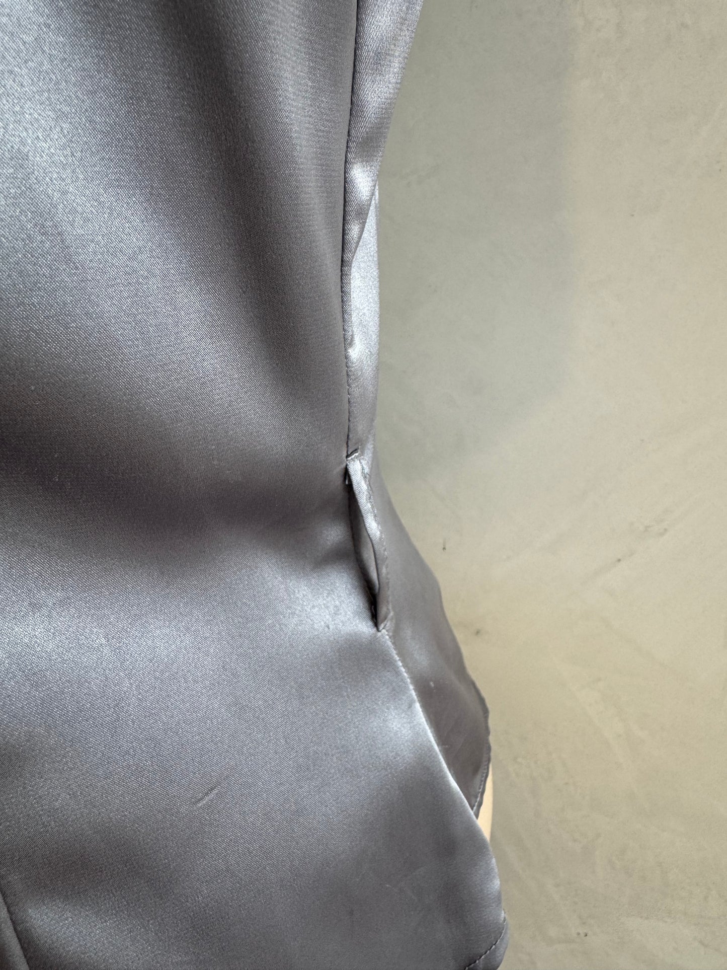 Hot Options Silver Satin Top - size 12