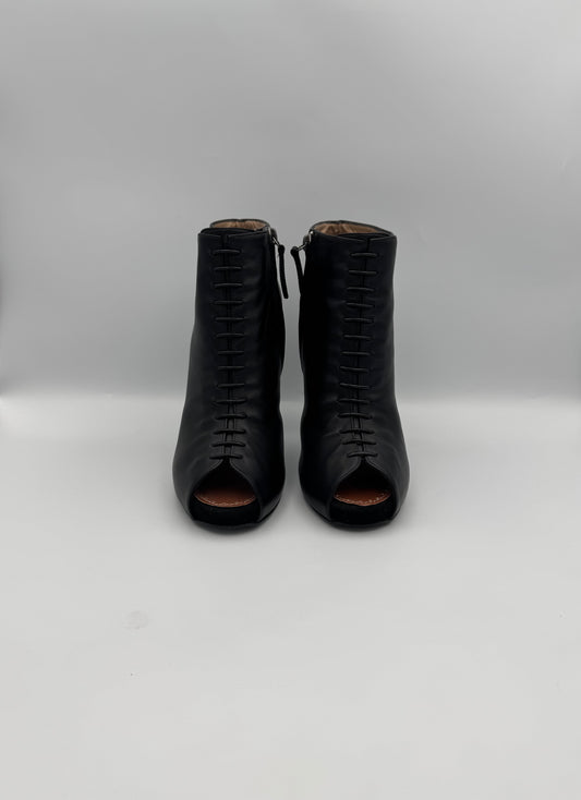 PROENZA SCHOULER Black Leather Open Toe Boots Size 39