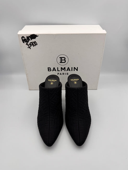 Balmain Black Ulla Monogram Quilted Mules Size 39