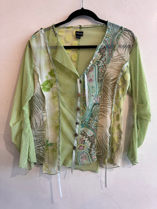 Threadz Green Mesh Top - size S