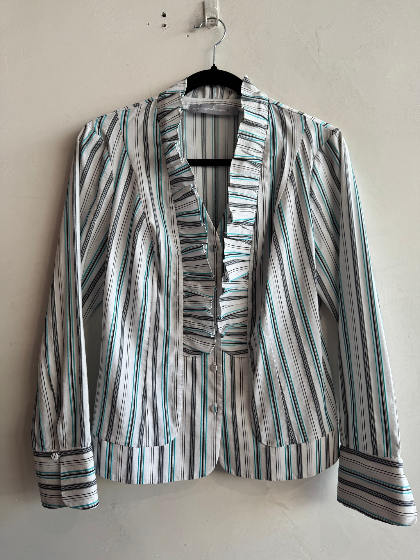 Anthea Crawford blue striped shirt - Size 10