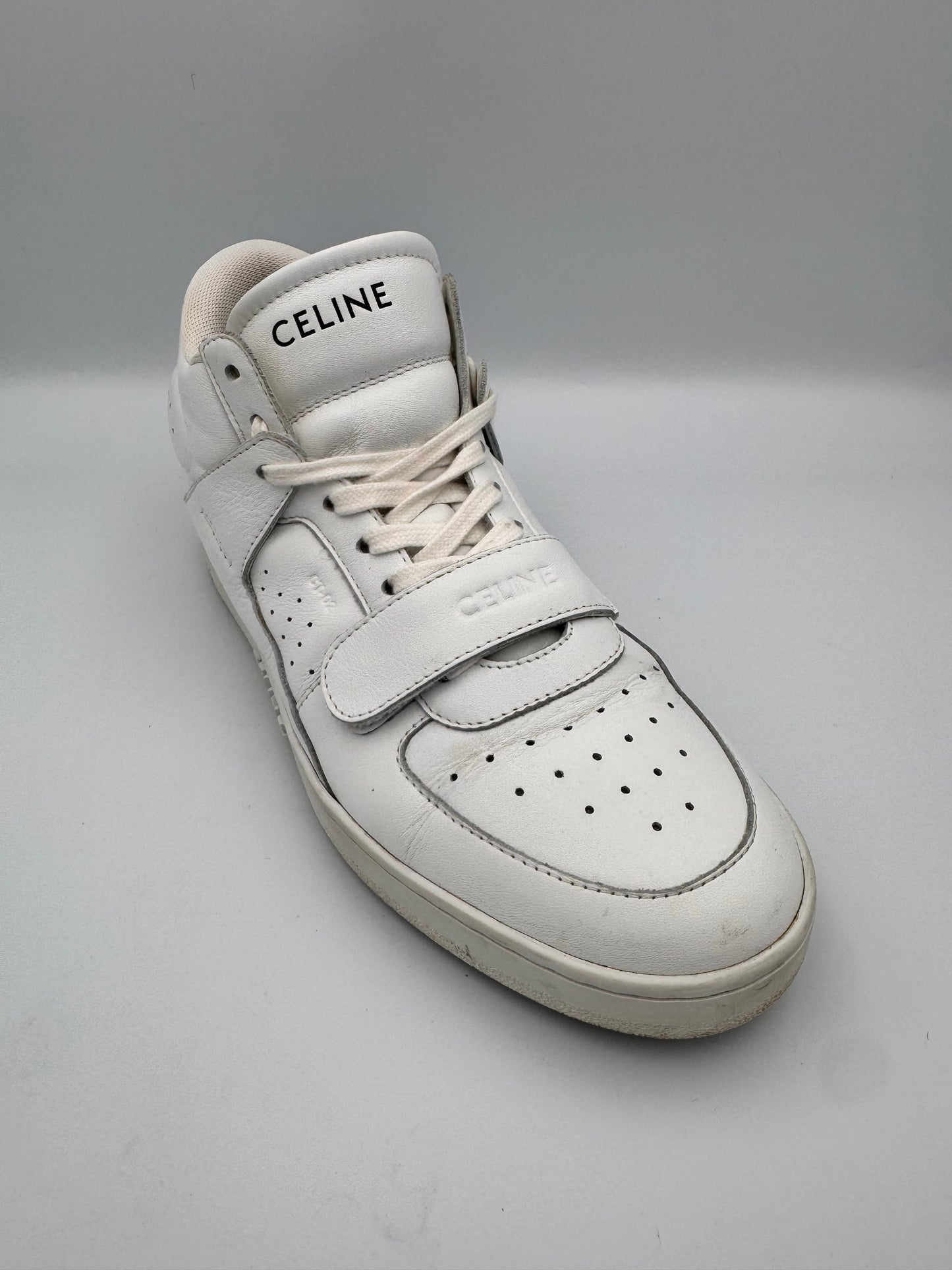 Celine White Mid Sneakers CT-02 Trainer Size 39