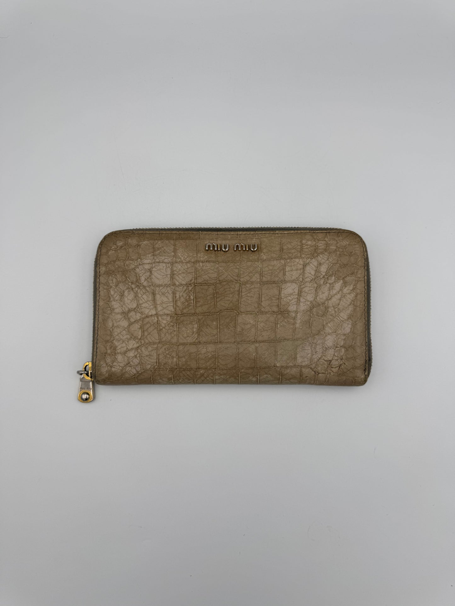 MIU MIU Taupe Zip Around Wallet