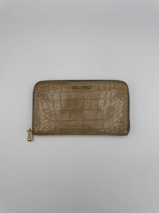 MIU MIU Taupe Zip Around Wallet