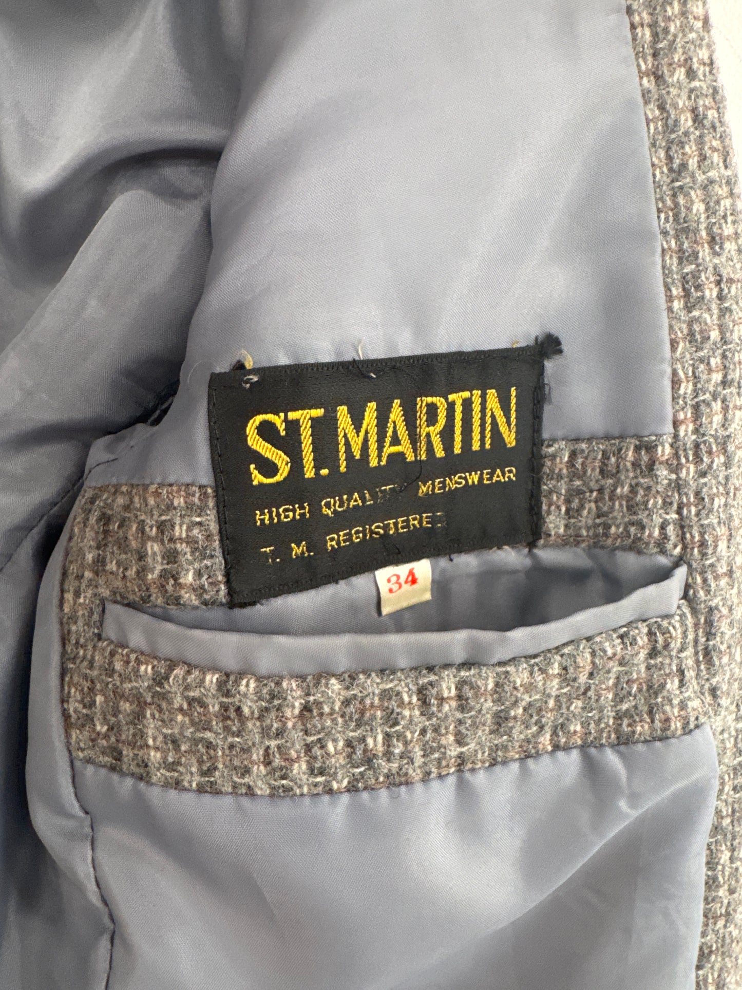 Vintage St. Martin Grey Tweed Blazer - Size 34