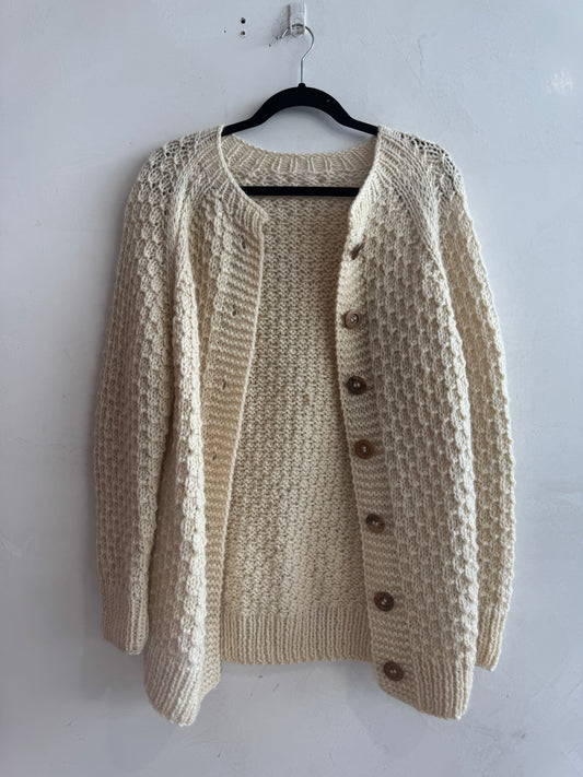 Cream Chunky Handknit Cardigan OS