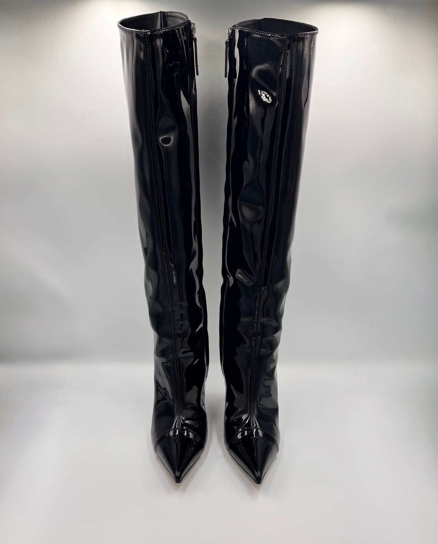 ALEXANDRE VAULTHIER Black Patent Knee-High Boots size 38.5
