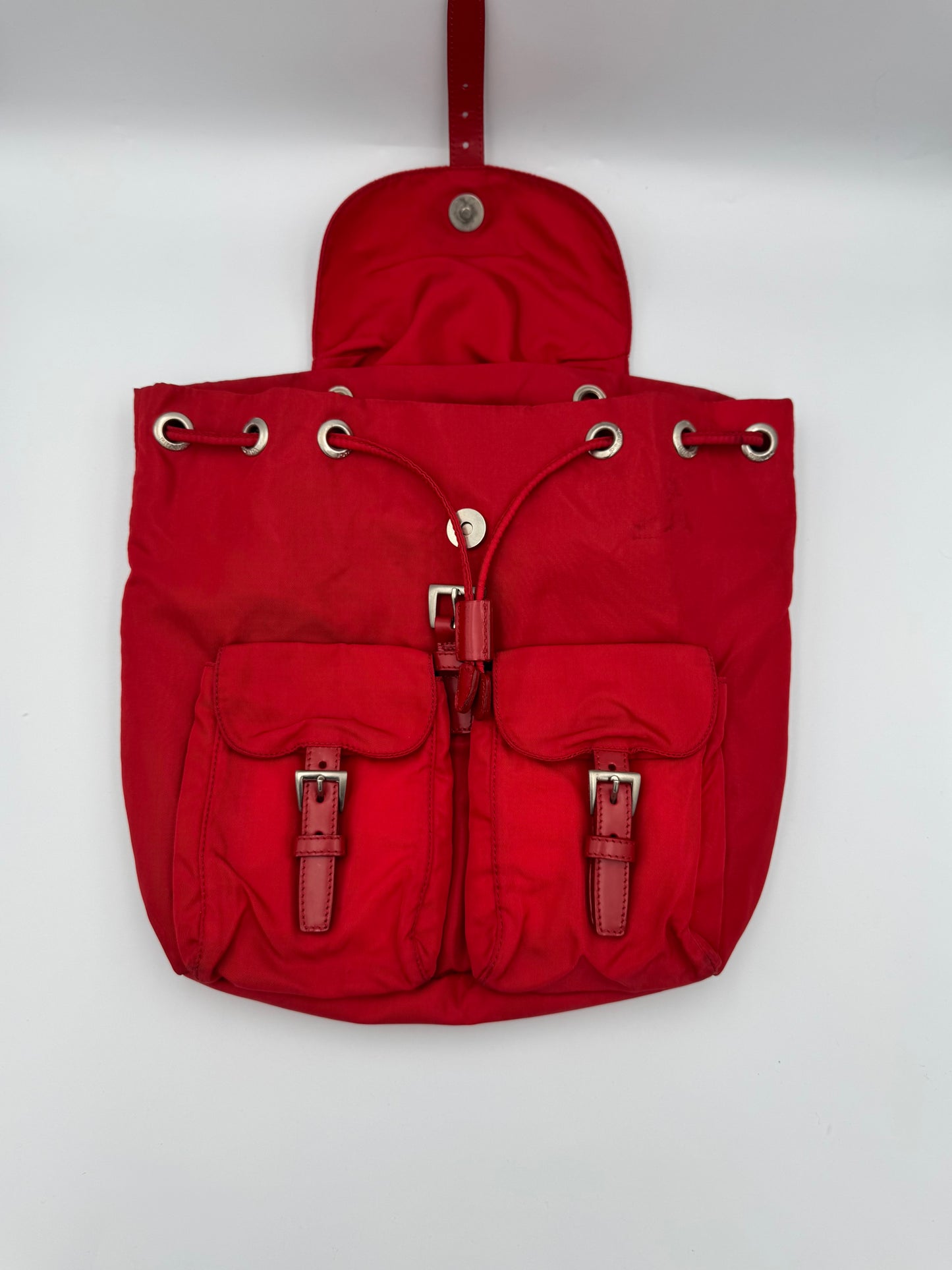 PRADA Red Vela Small Backpack