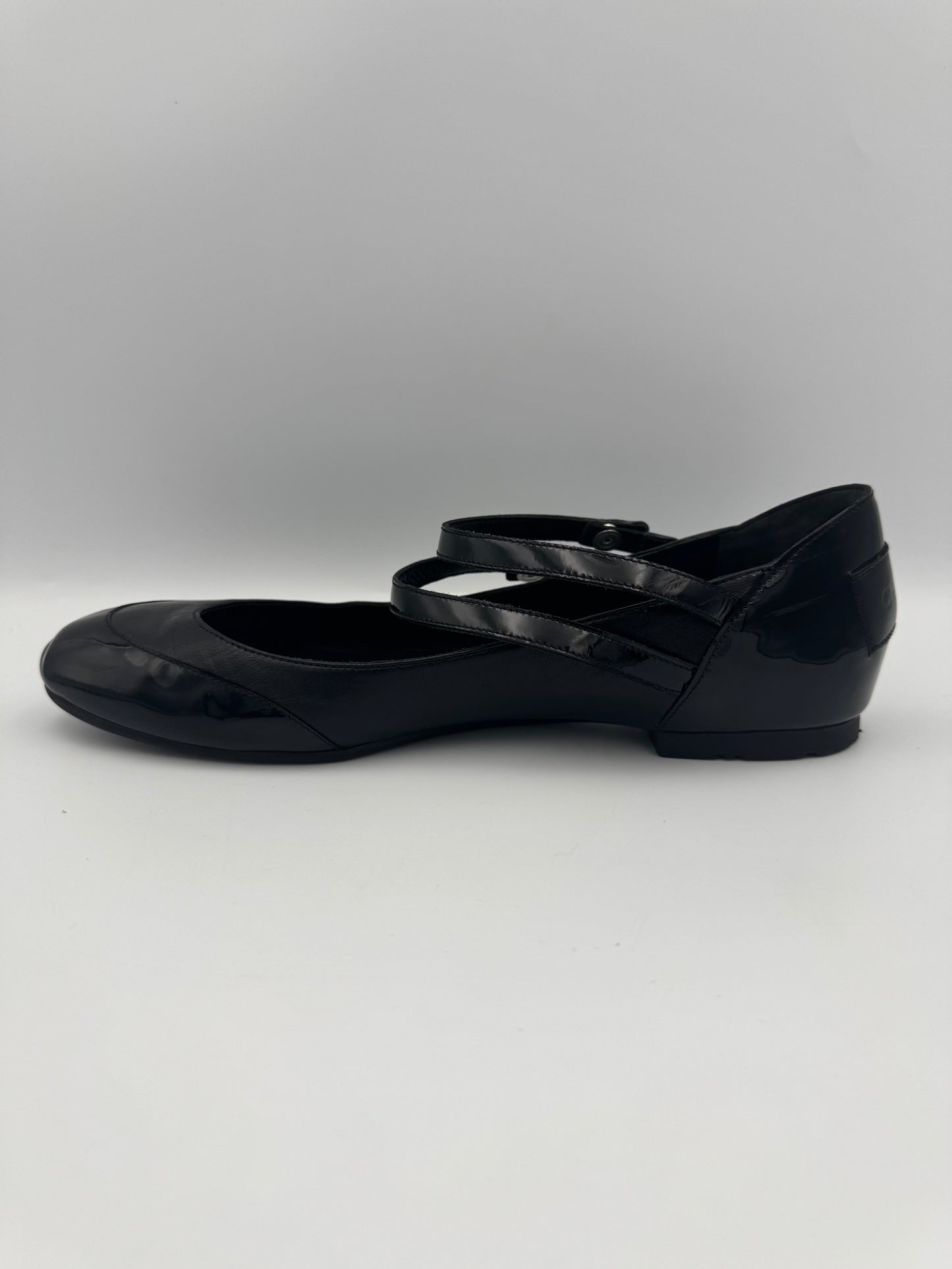 Chanel Mary Jane Black Leather Flats Size 38